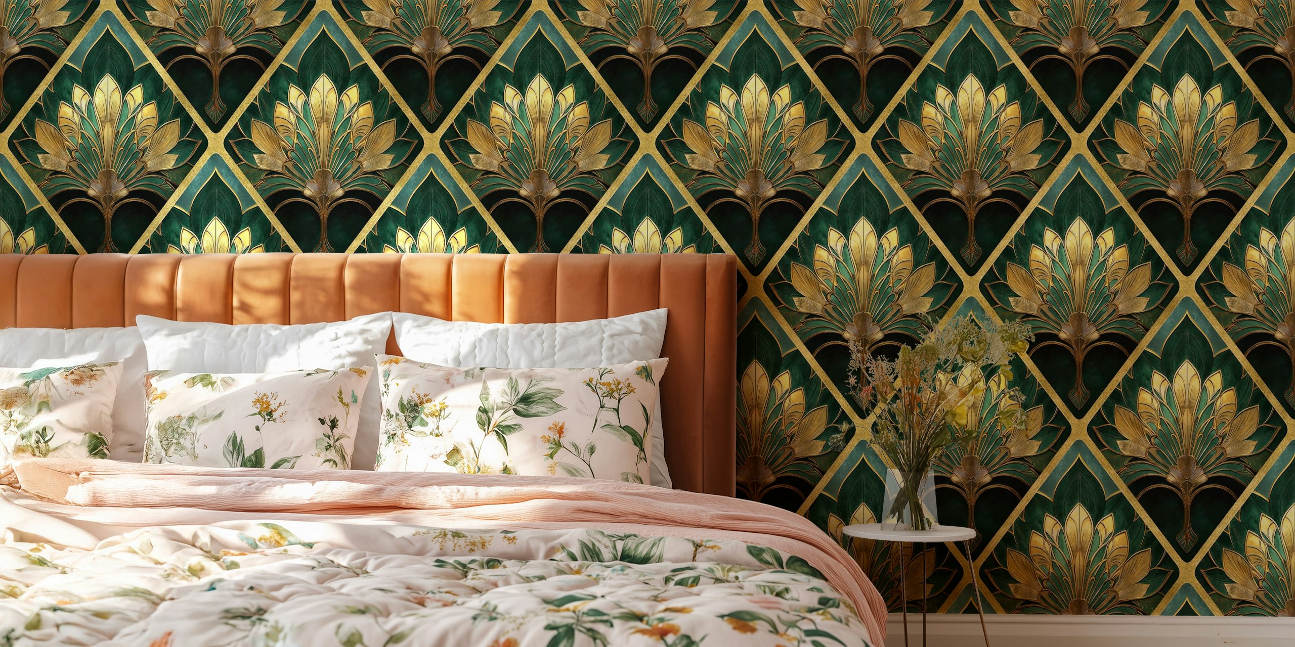 Art Deco Flora Grace wallpaper in a room