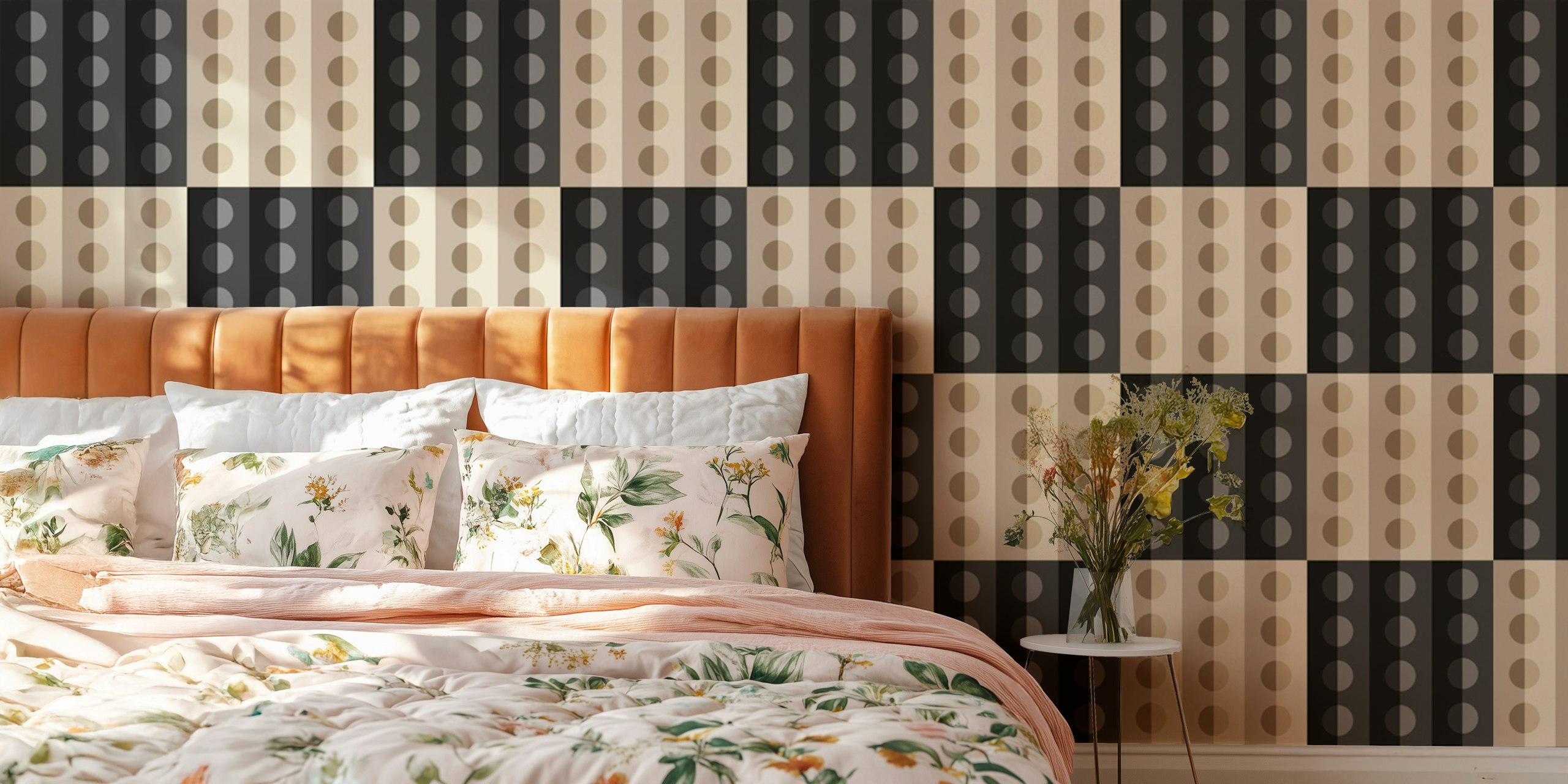 Papel de parede Modern Geo Circles Glam em um quarto