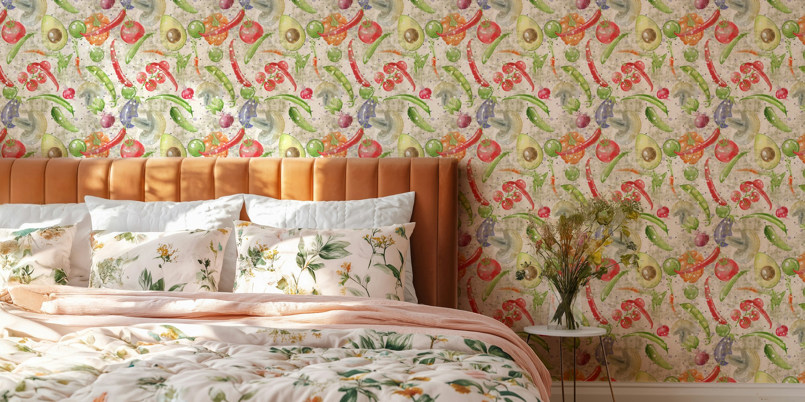 Fresh vegetable wallpaper in a room