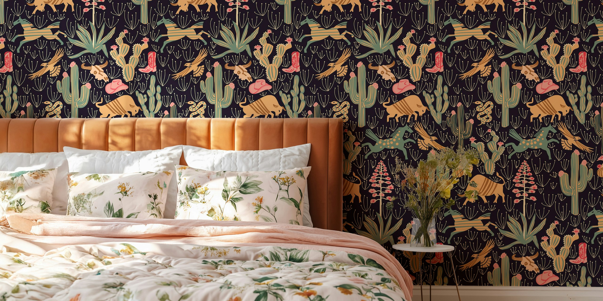 Western Americana by night wallpaper design