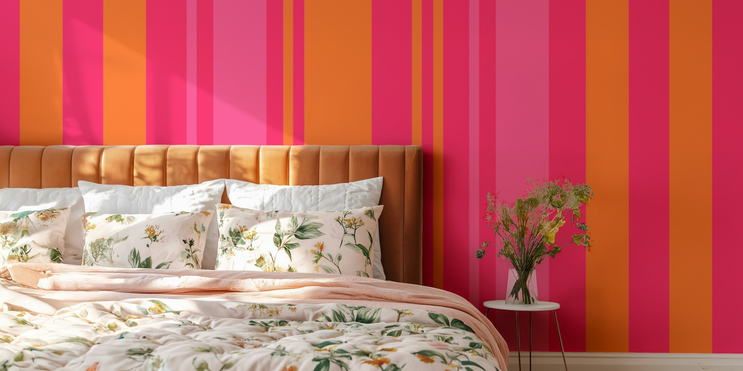 Modern pink και πορτοκαλί ρίγες ταπισερί