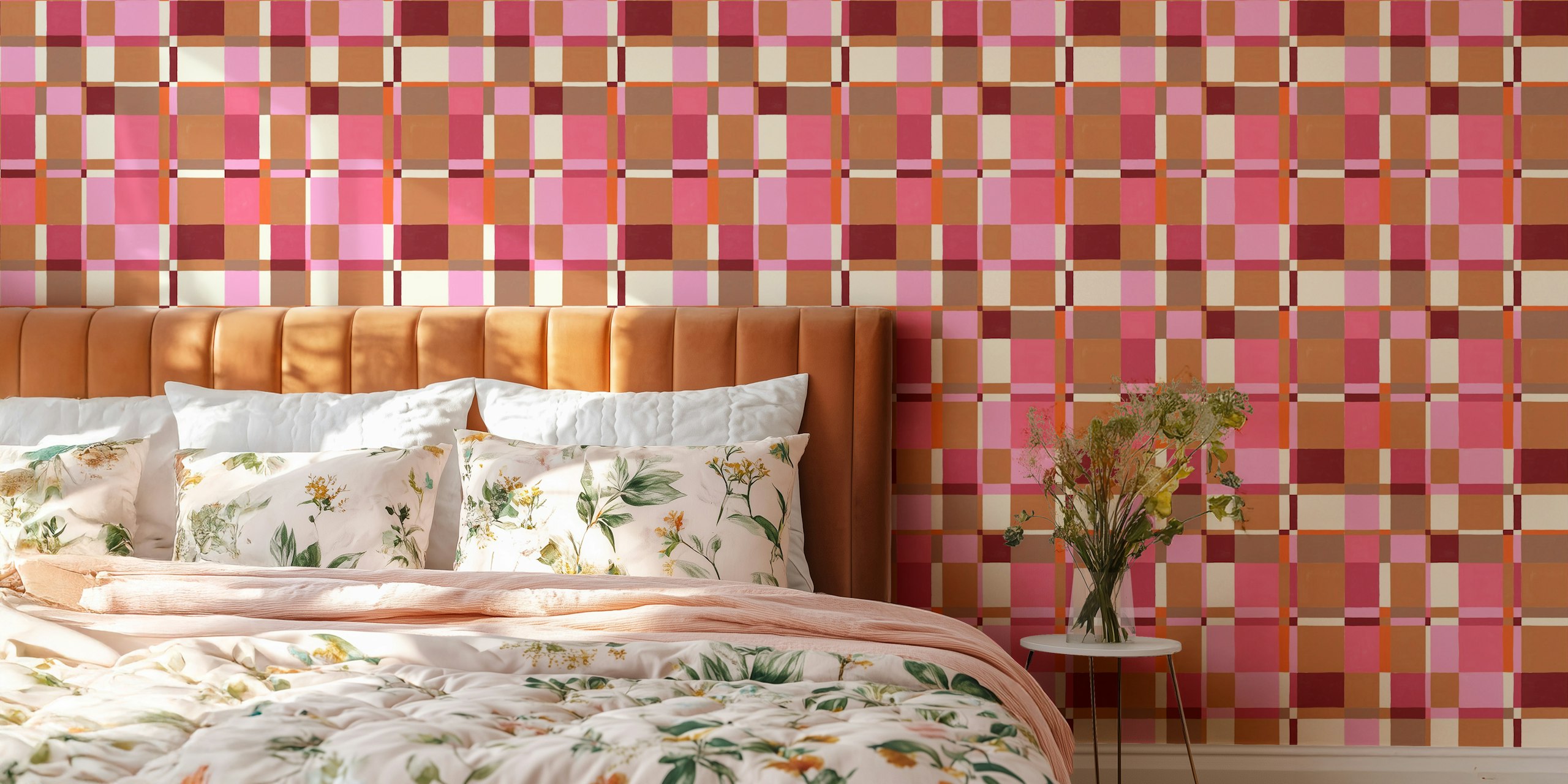 Papier peint Modernist Painted Plaid dans une pièce