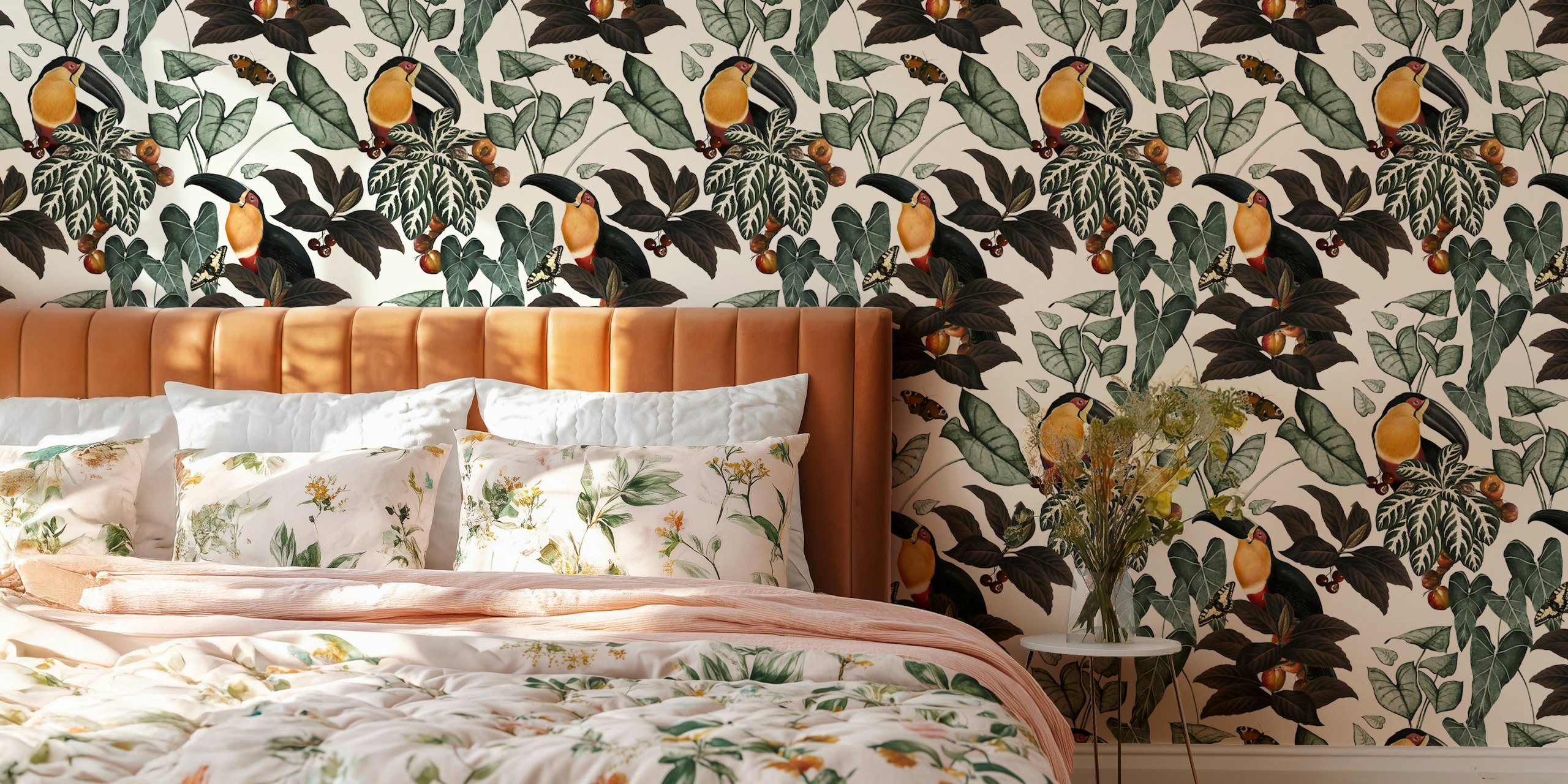 Off White Toucanet wallpaper in a room