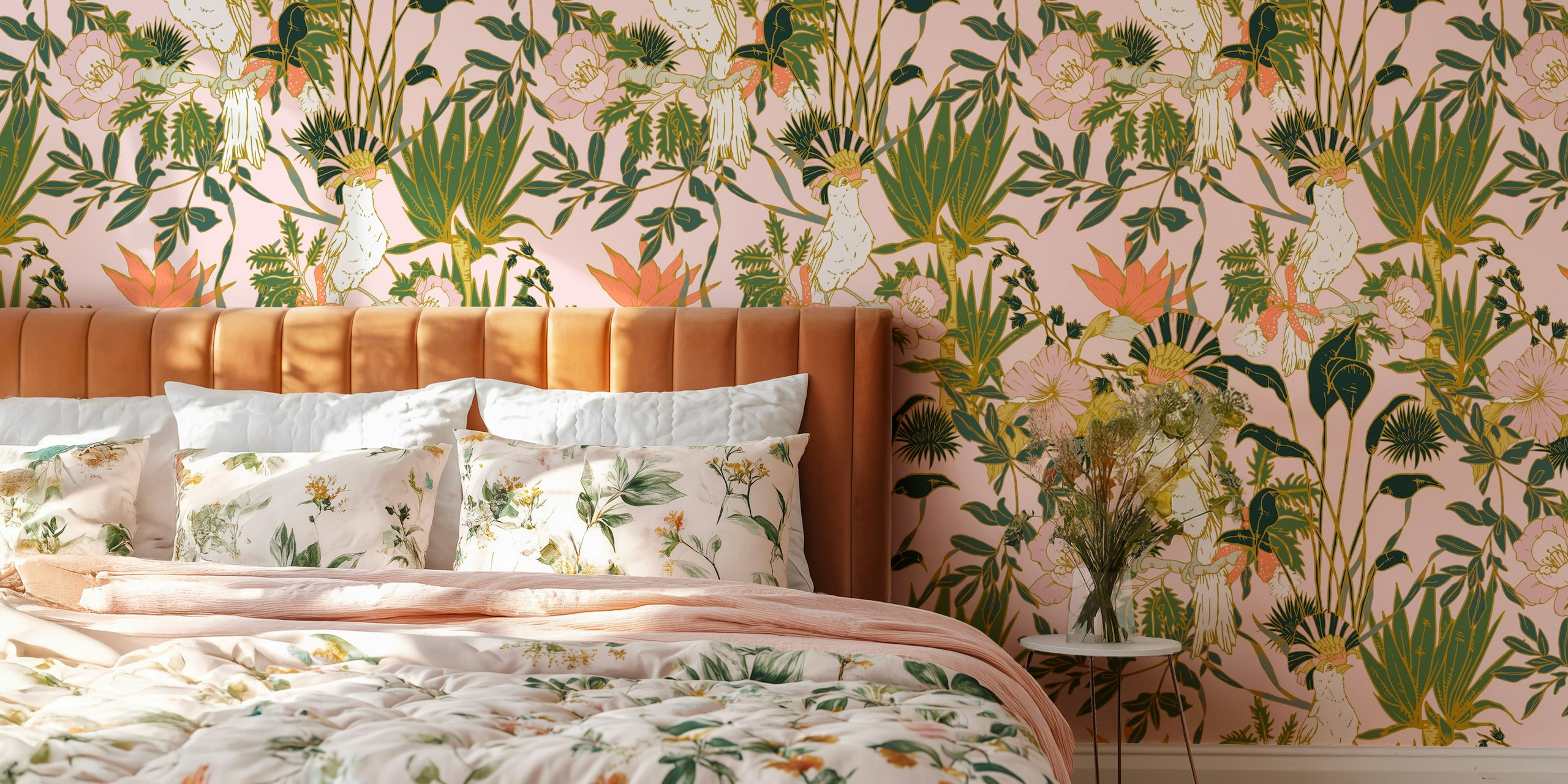 Design de papier peint Exotic Bird Paradise dans une pièce