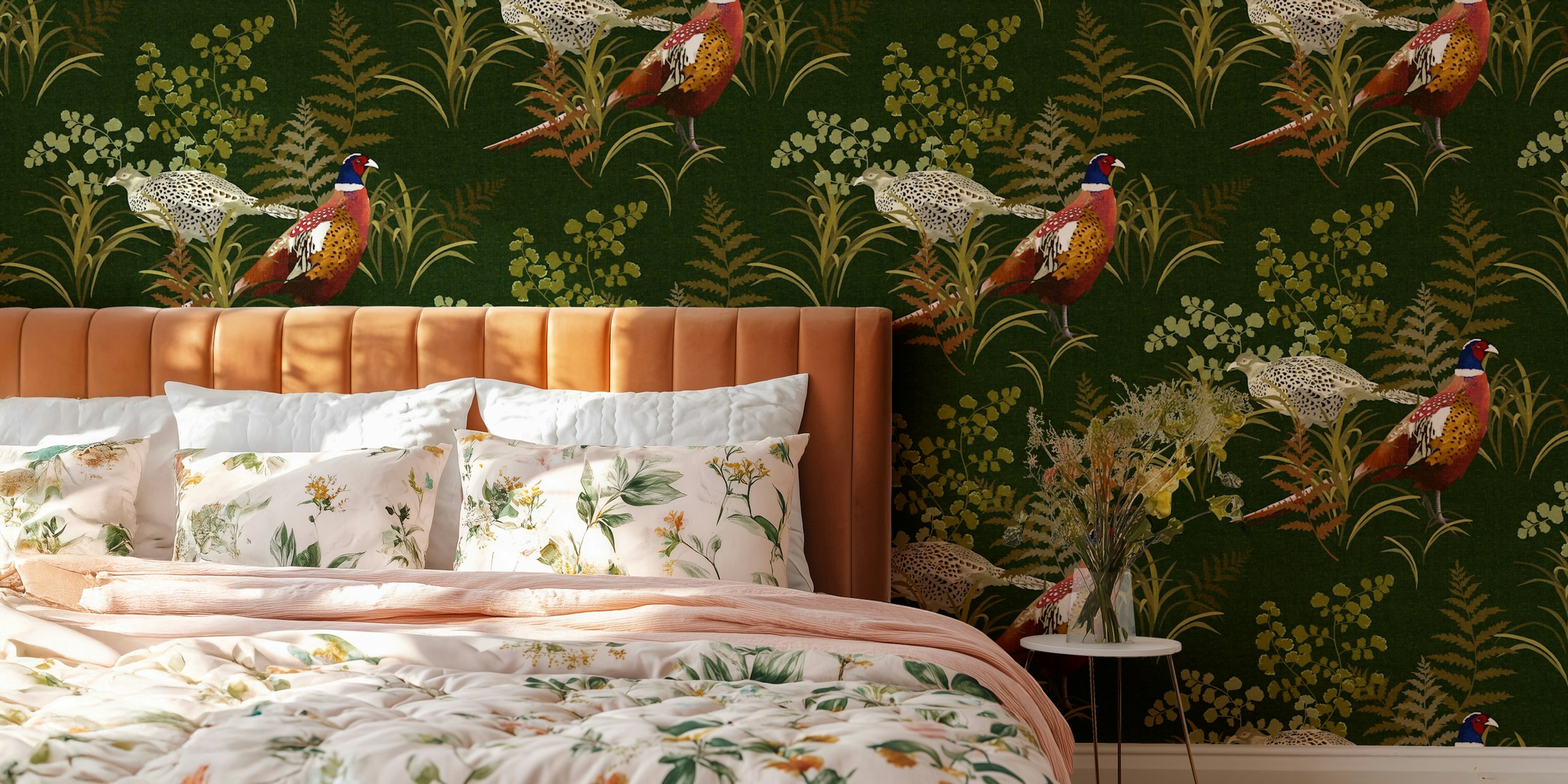 Country Pheasant - Khaki Green pozadina u sobi