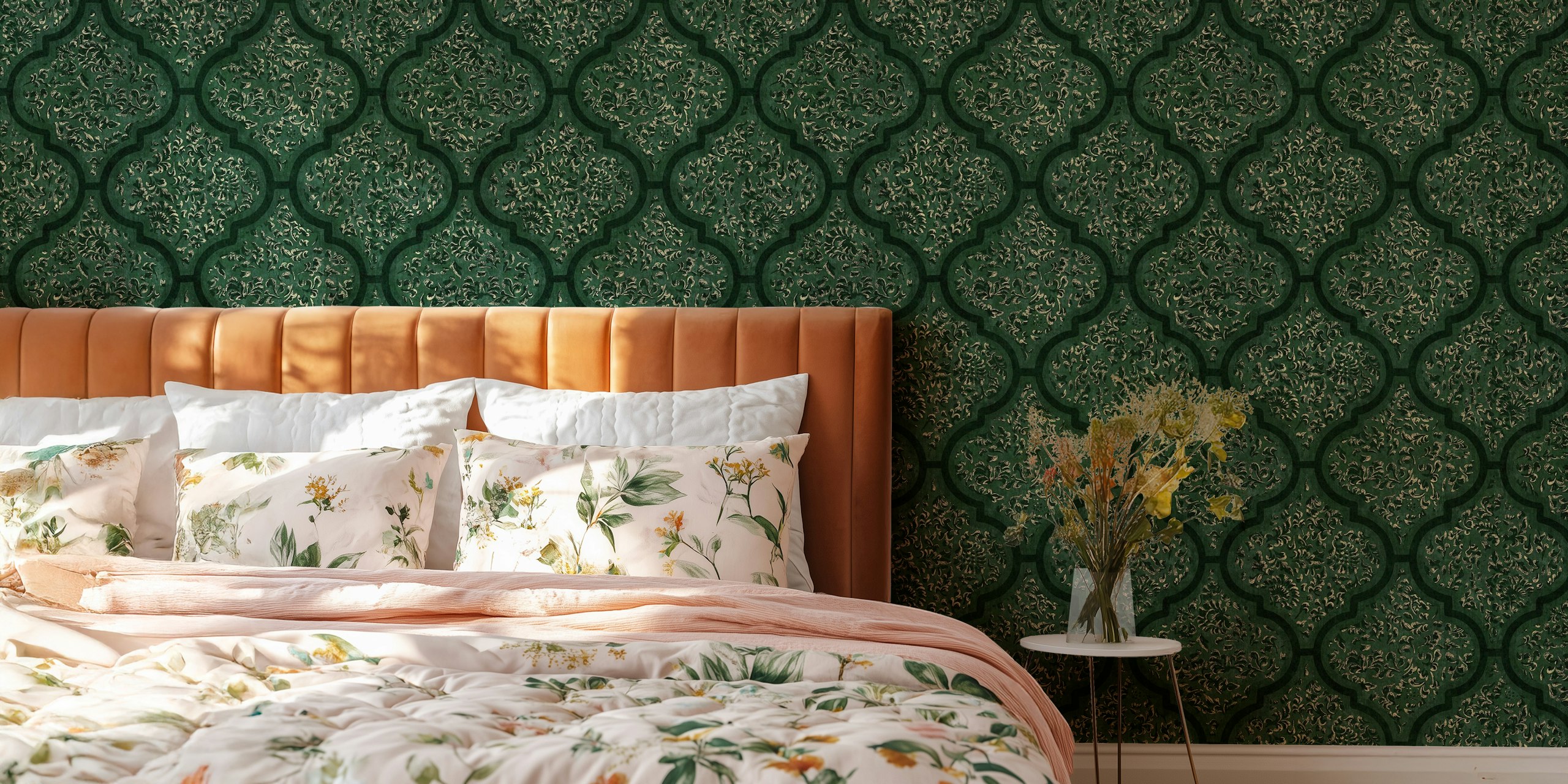 Ornamental Moroccan Tile in Deep Green