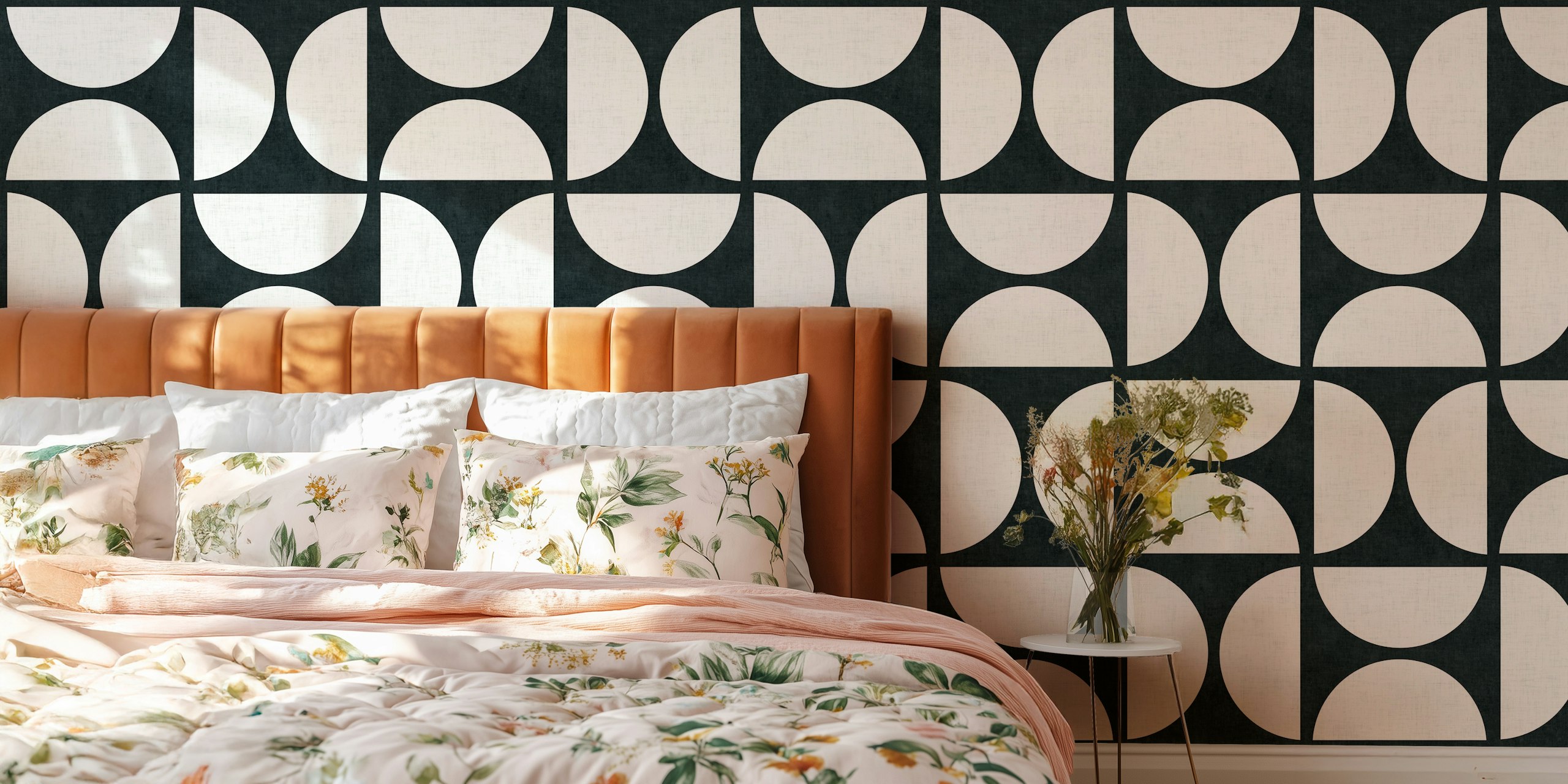 Mid-Century Modern Geometric design de papel de parede preto
