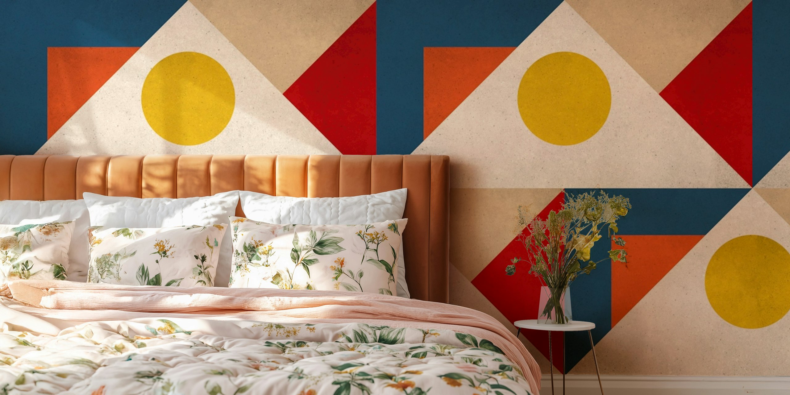 Retro Sunrise Motif wallpaper in a room