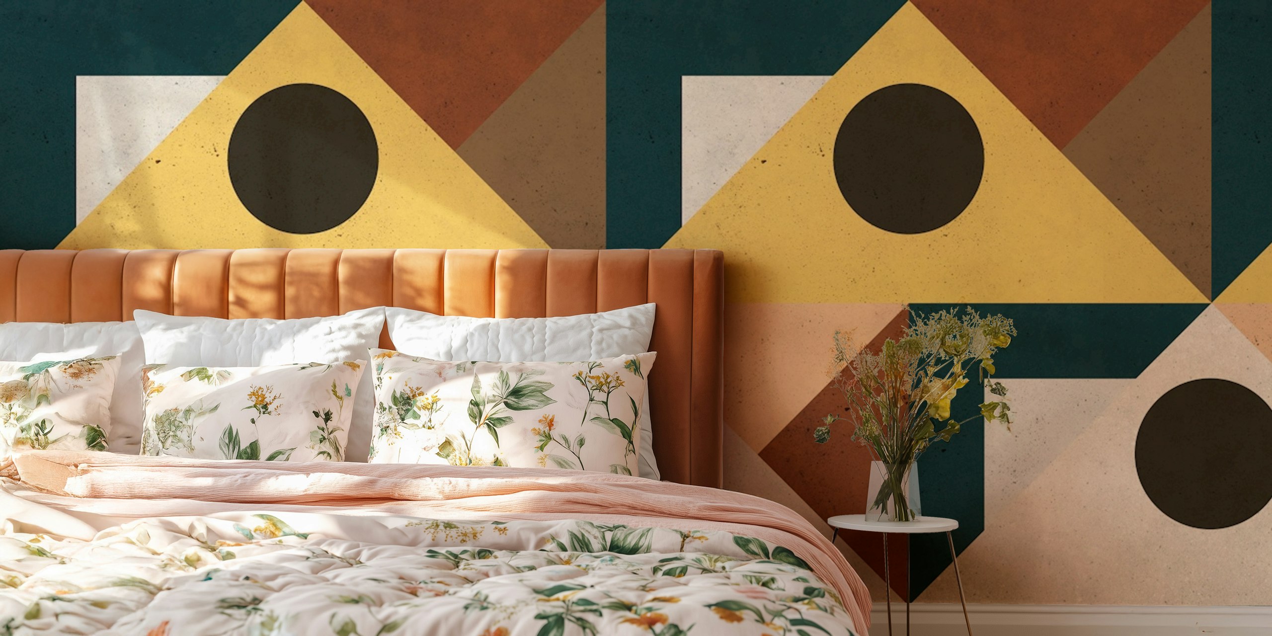 Vintage Geo Art Style wallpaper in a room