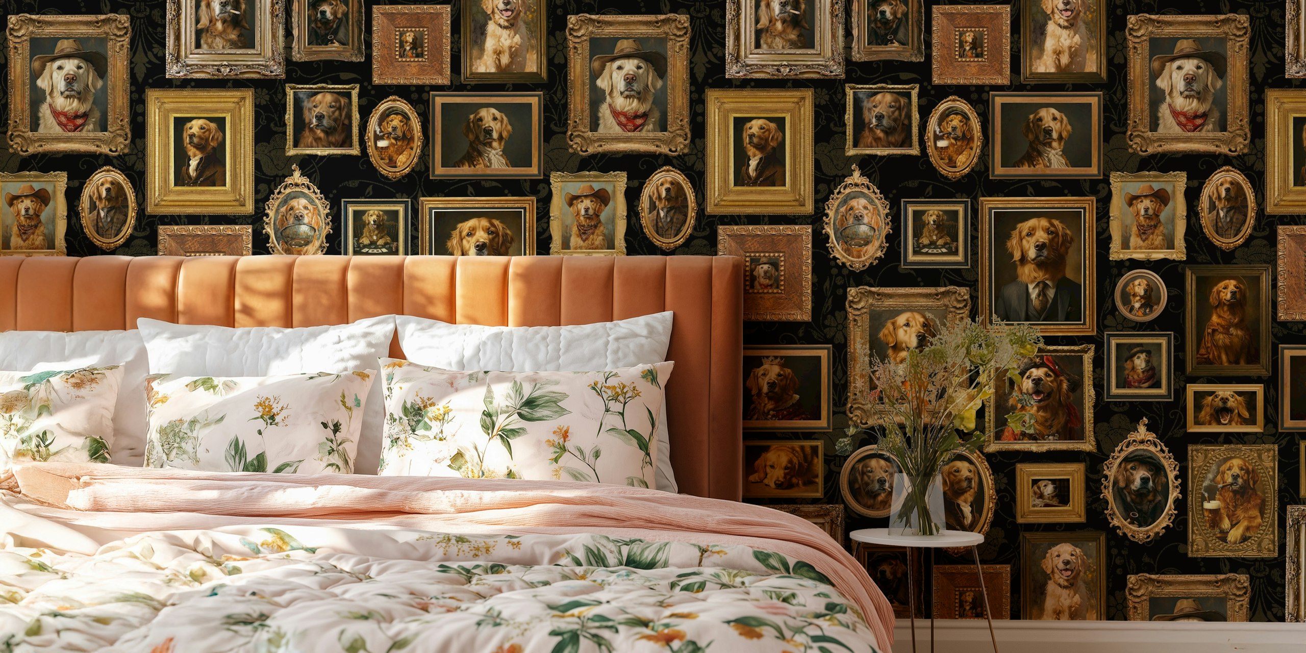 Whimsical Golden Retriever Wallpaper v pokoji