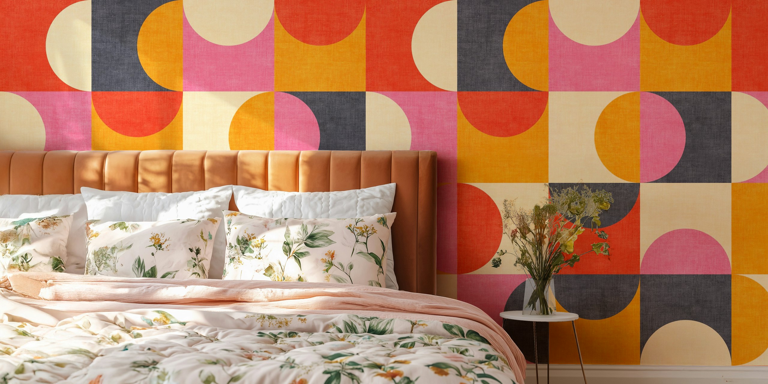 Bauhaus Circle Abstract wallpaper in a room