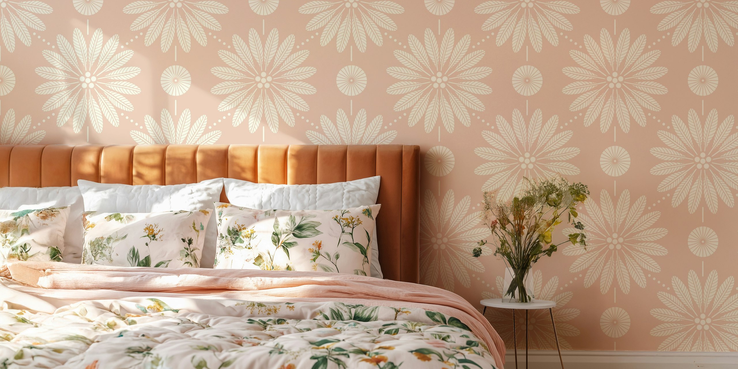 Palm Terrace - Cream papier peint dans une pièce