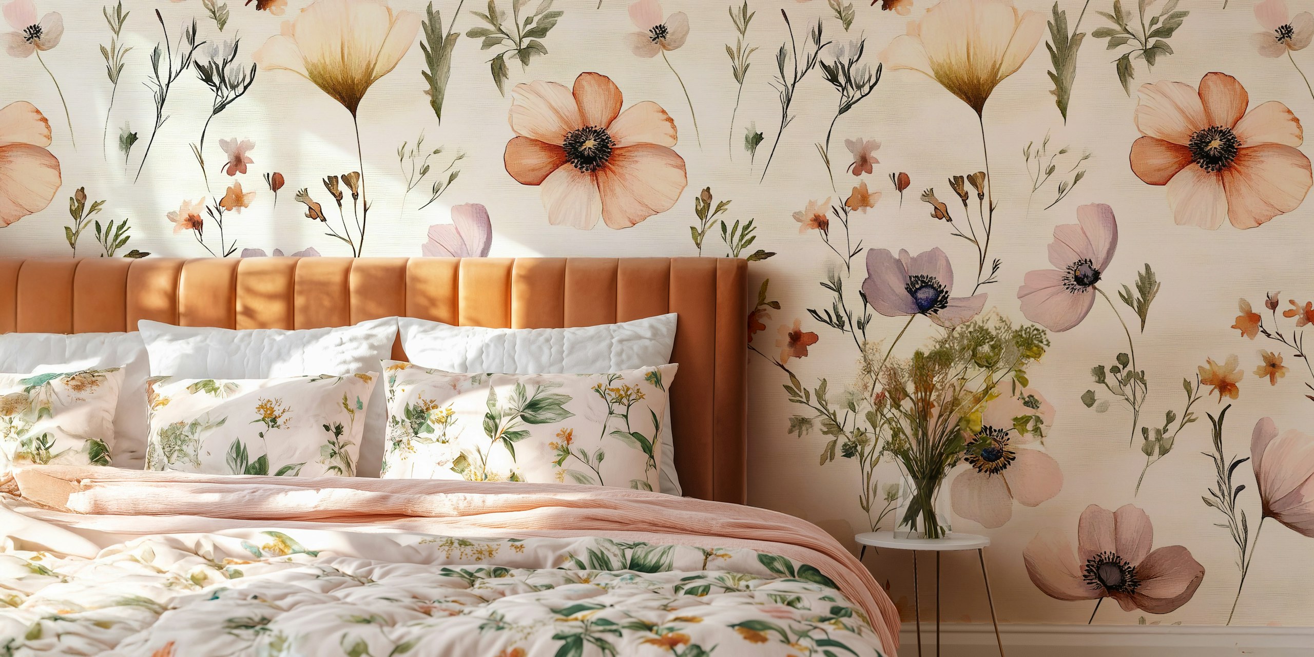 Collected Dry Flowers wallpaper in a room