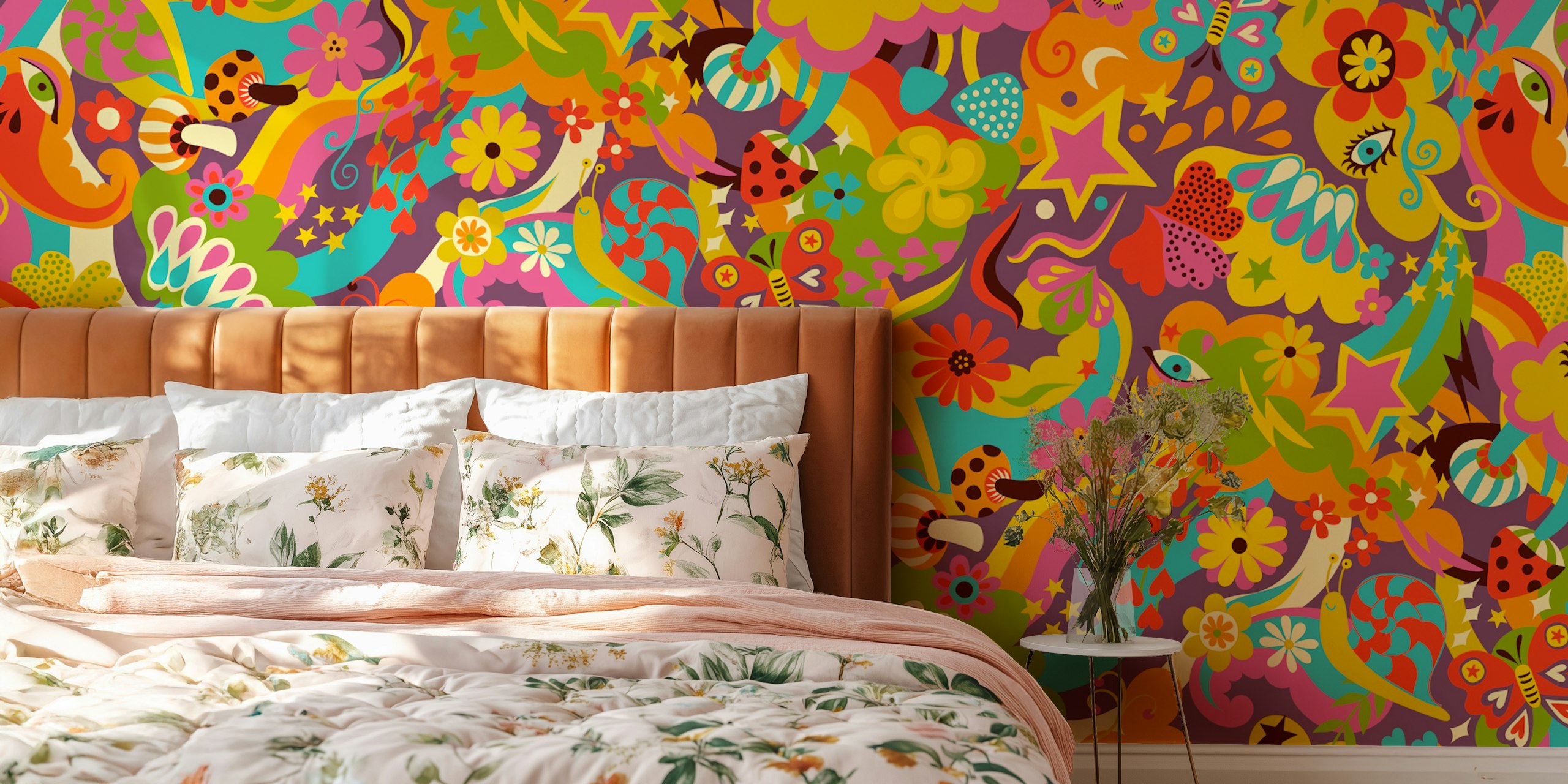 Papier peint Disco Psychedelia coloré dans une pièce