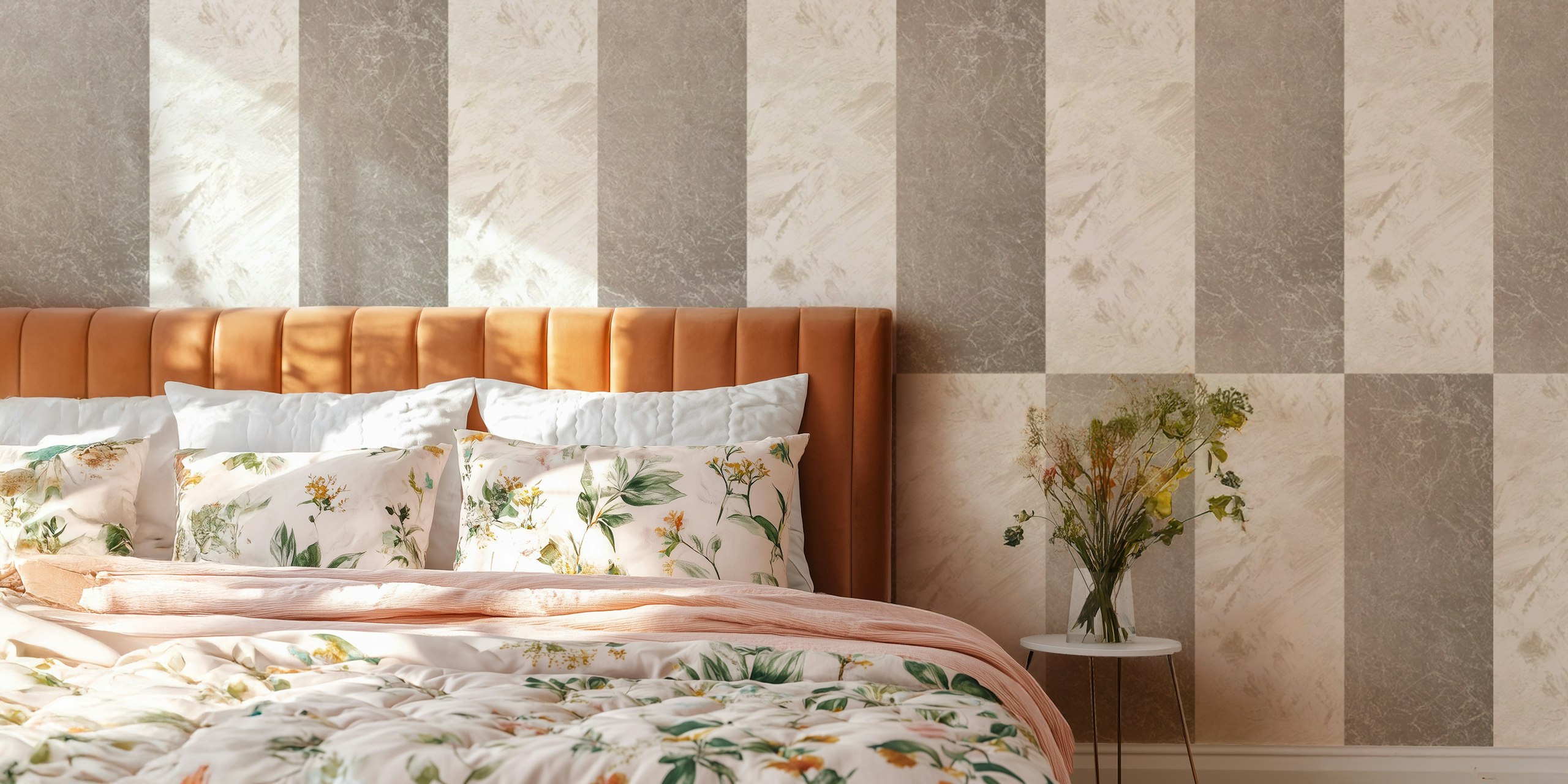 Gray striped design with a textured effect wallpaper