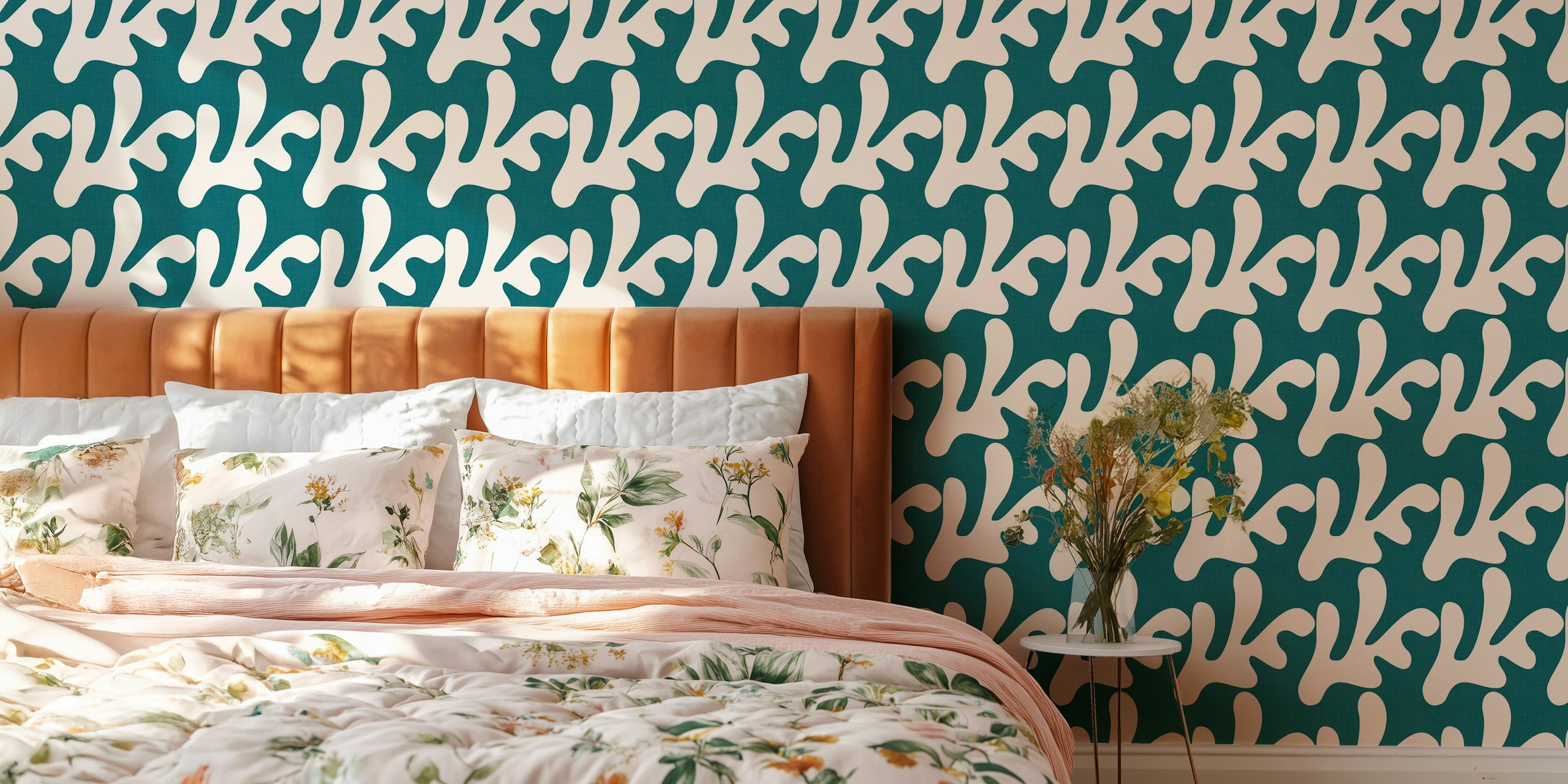 Turkos Retro Tropical Leaves WP