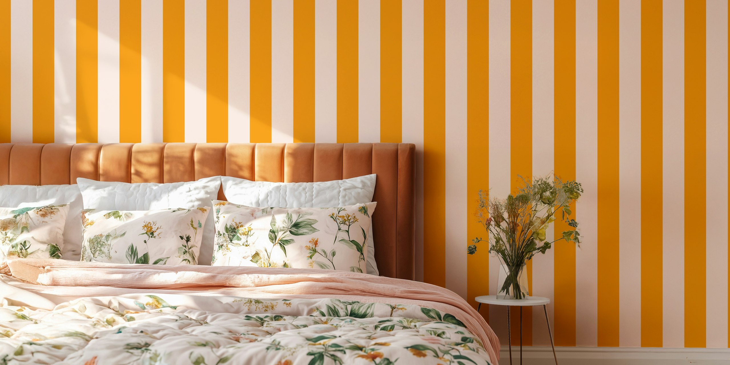 Fresh Striped Lines Yellow ταπετσαρία σε ένα δωμάτιο