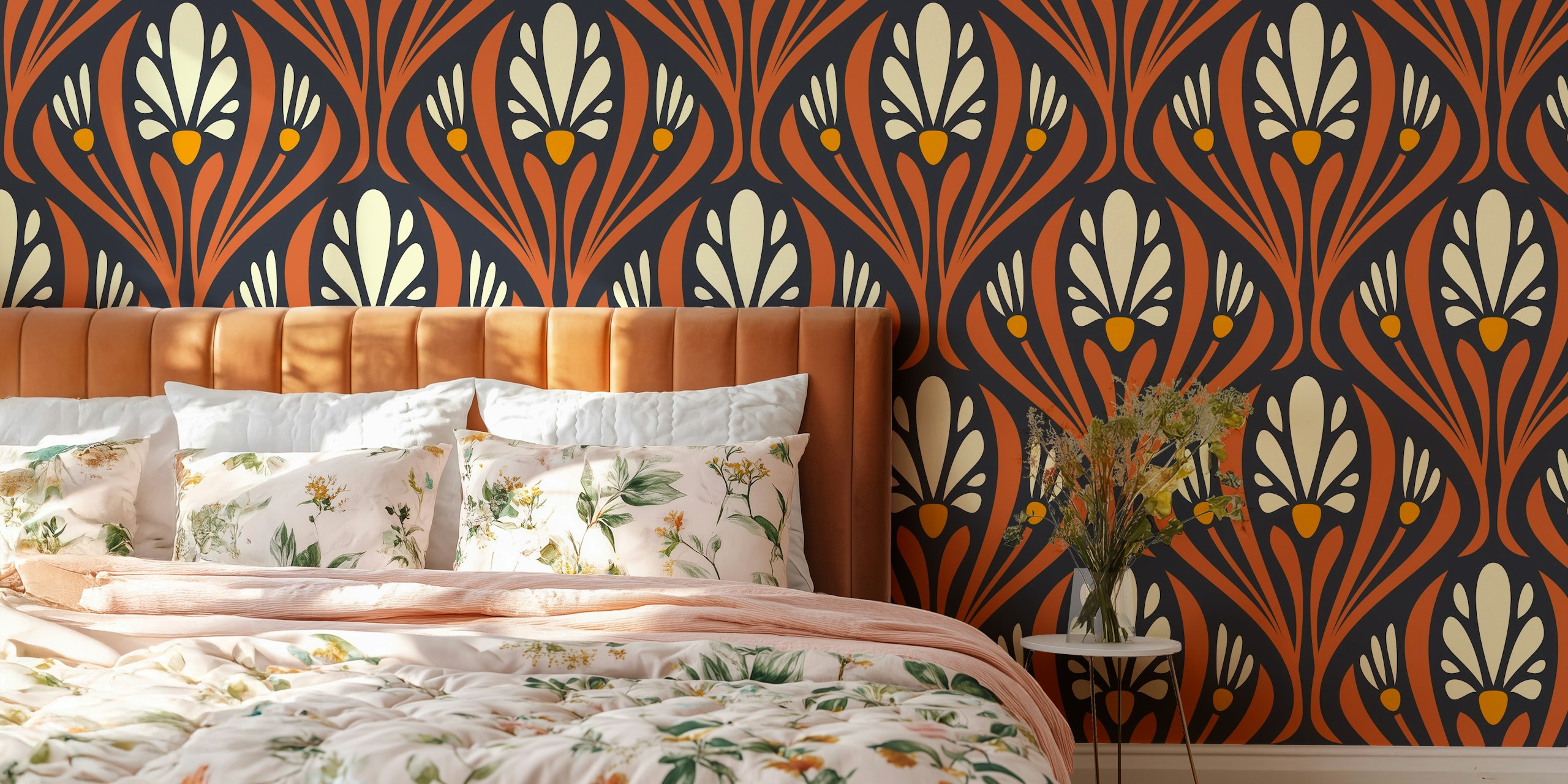 Art Nouveau Floral Wallpaper in a room