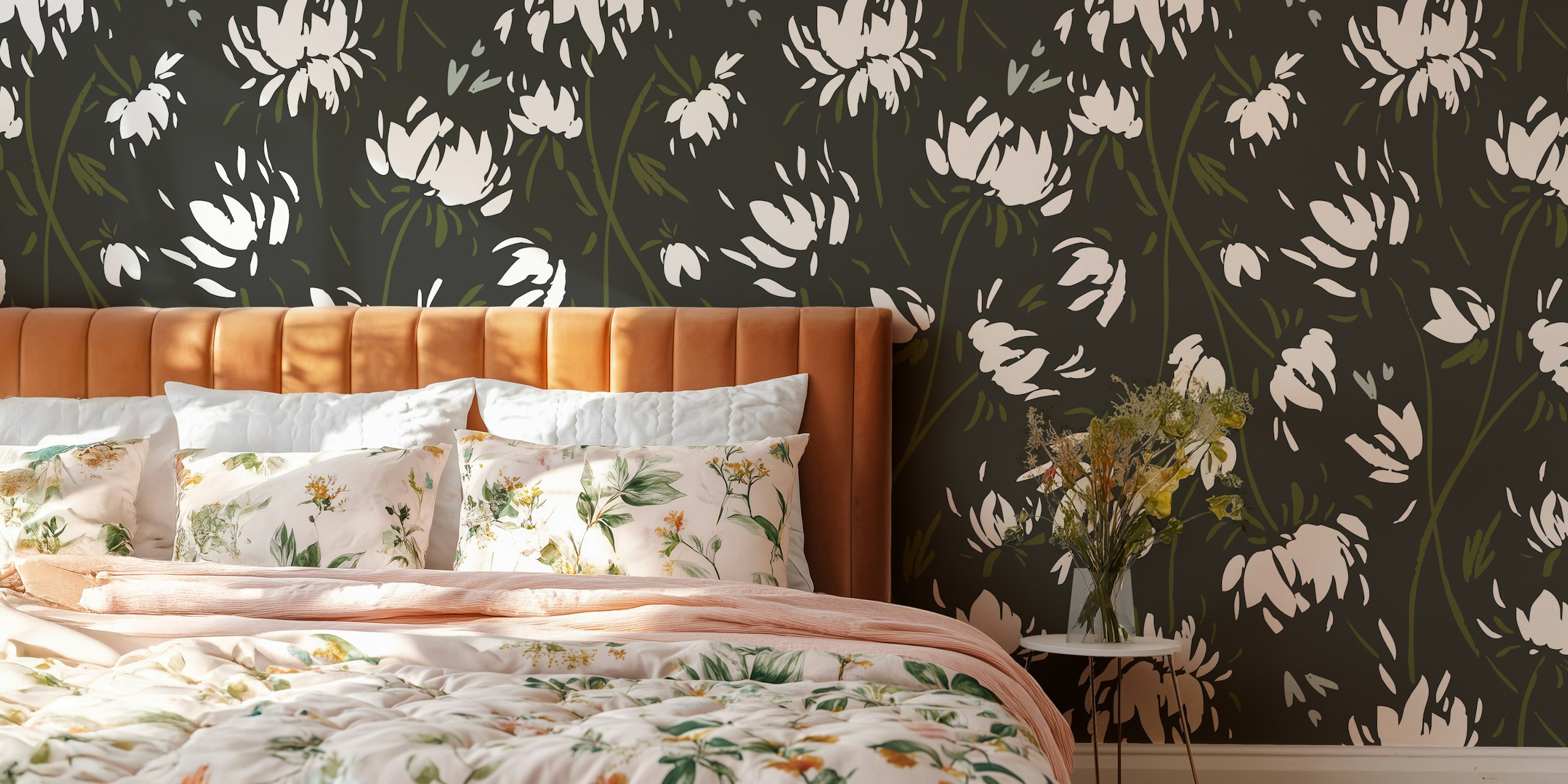 Vintage Floral Vines Black ταπετσαρία