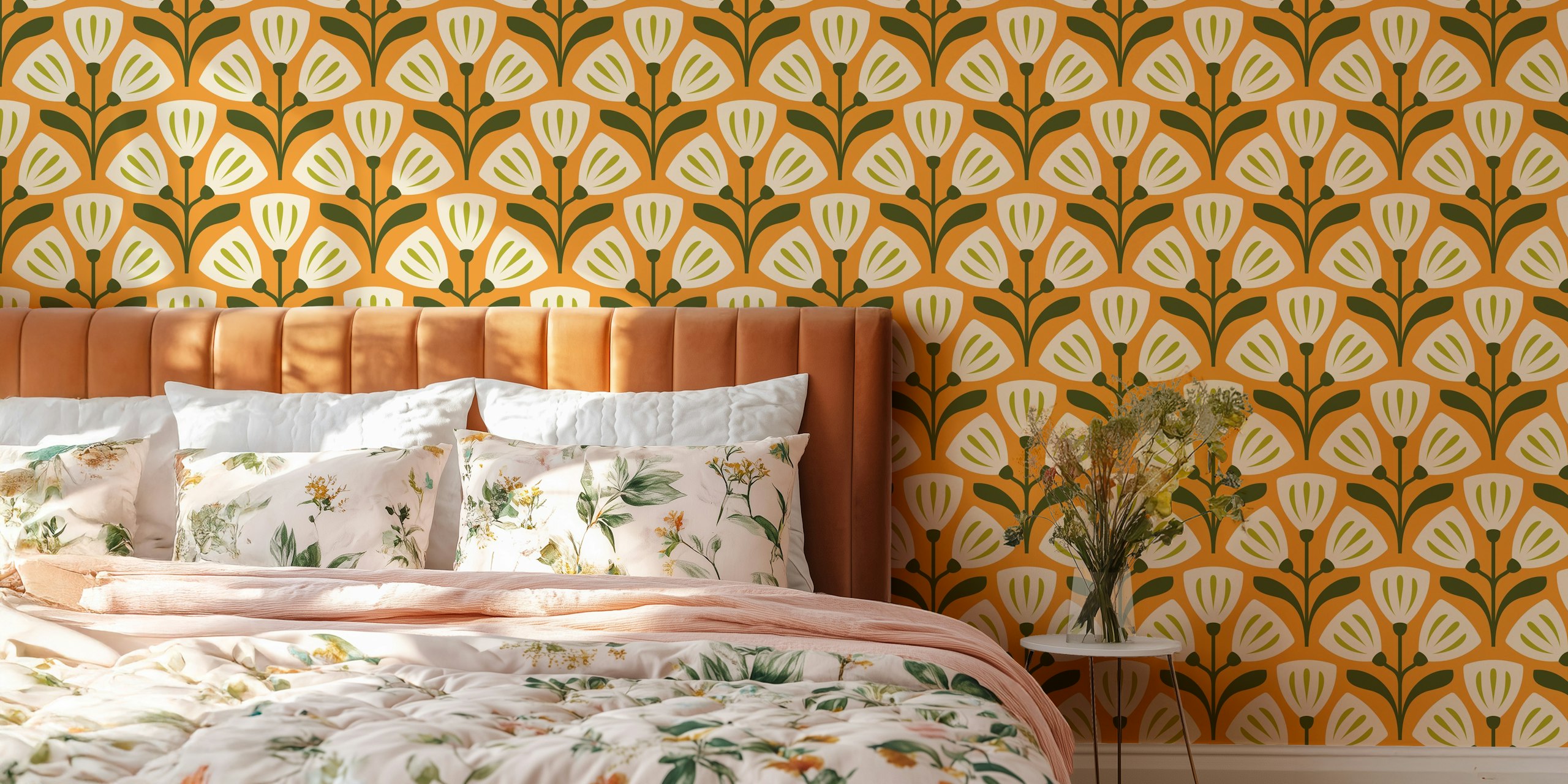 Vintage Bellflower wallpaper w pomieszczeniu