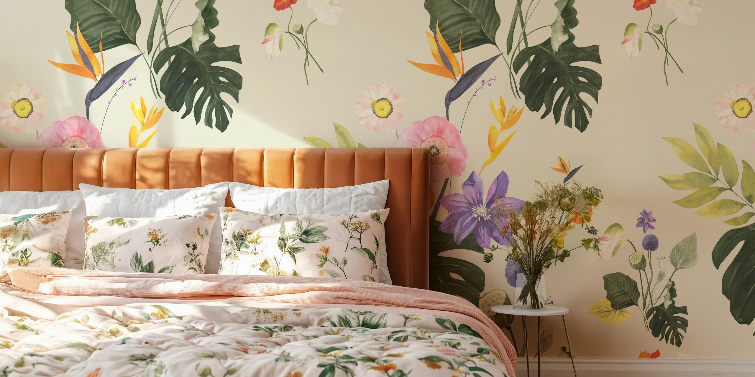 Vibrant Tropical Blooms Pattern huoneessa