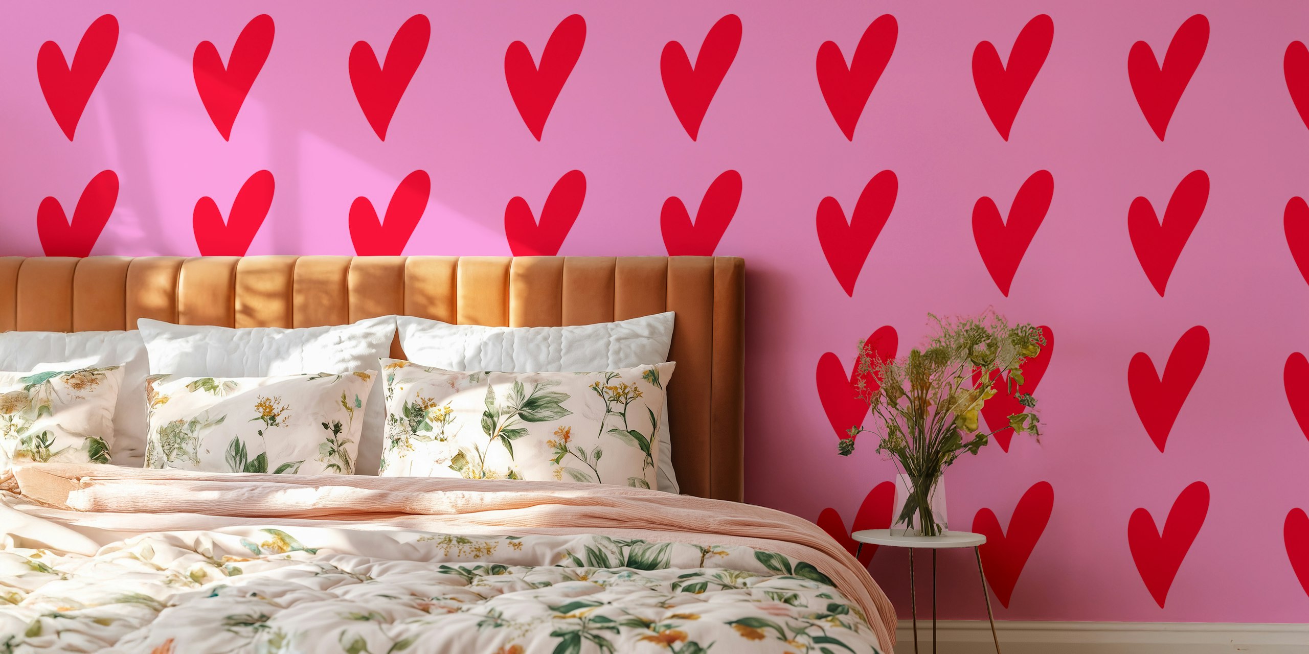 Cute red hearts Tapete in einem Raum