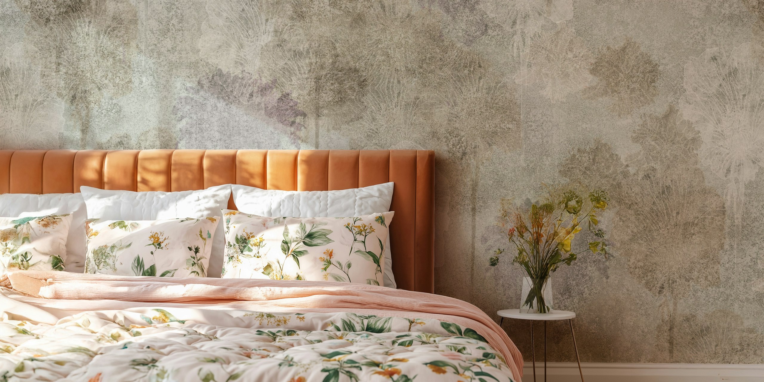 Earthy Leafy Serenity wallpaper in a room setting