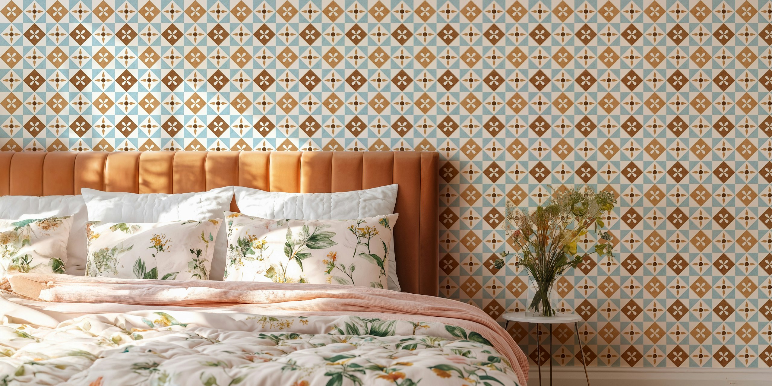 Retro Floral Diamonds wallpaper pattern
