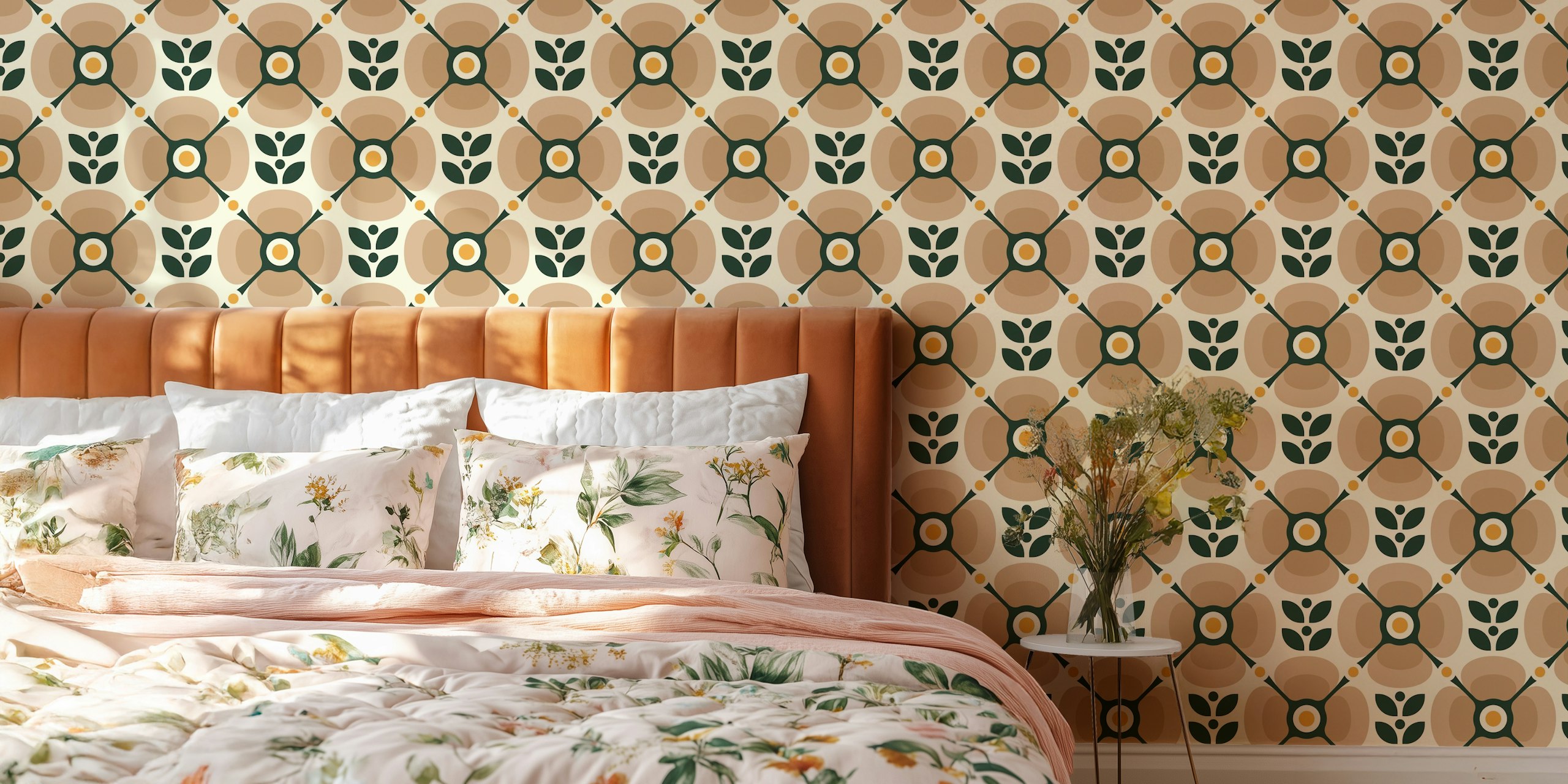 Papier peint floral vintage rétro dans une pièce