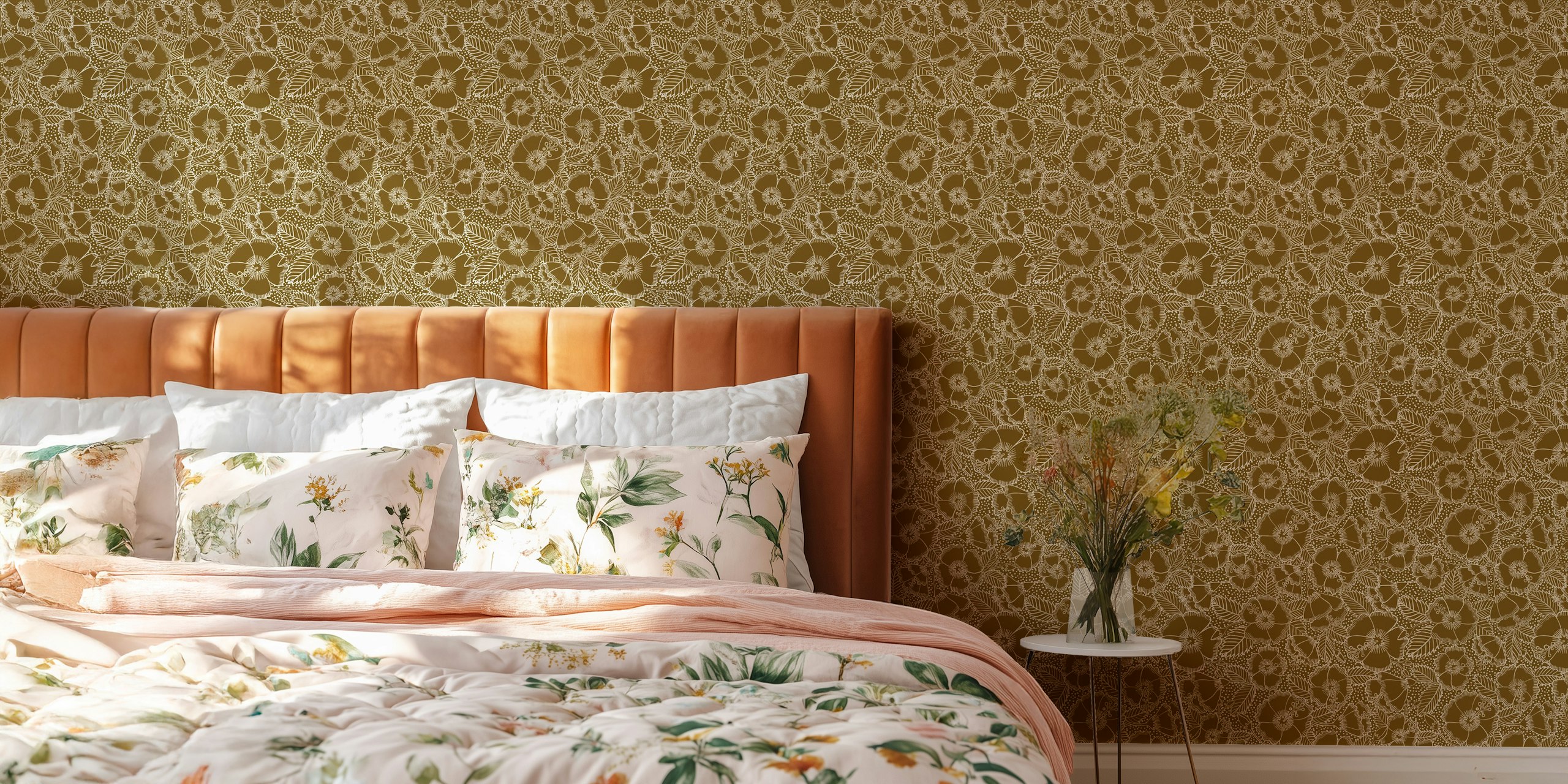 Urokliwa Charming hibiscus garden wallpaper w pokoju