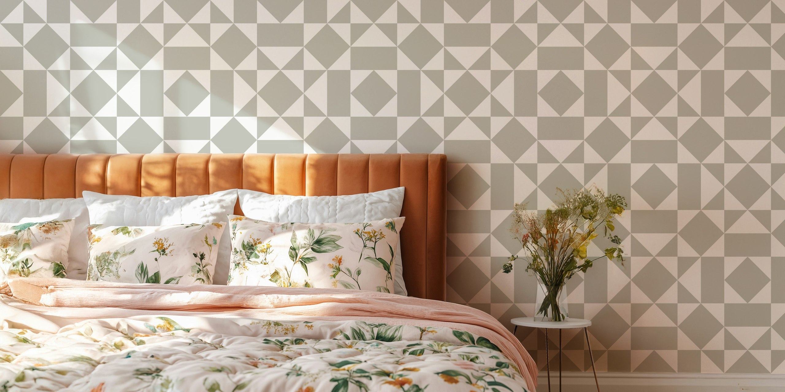 Gray Diamond wallpaper in a room setting