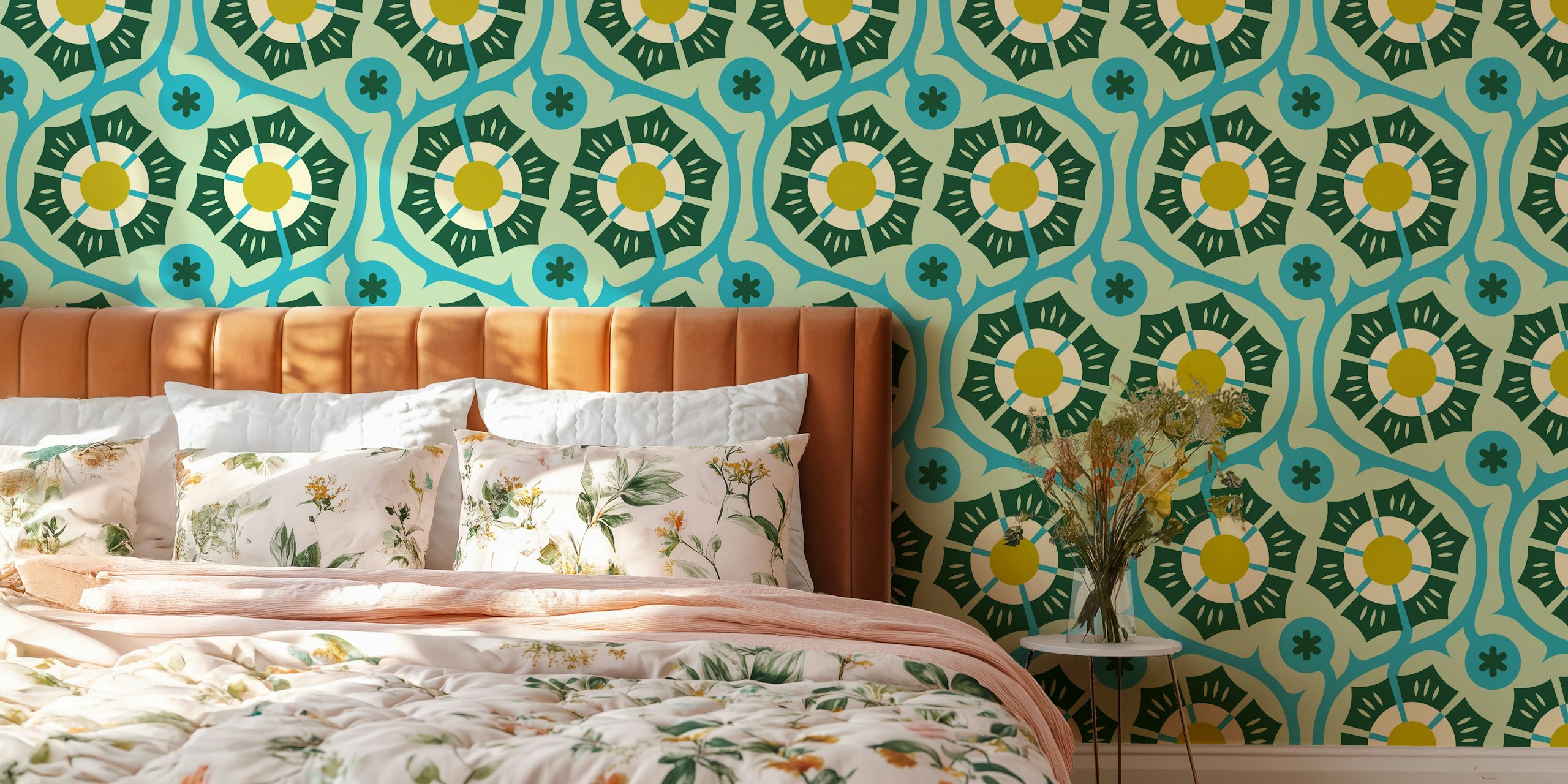 Bold Vintage Flora wallpaper i et rom