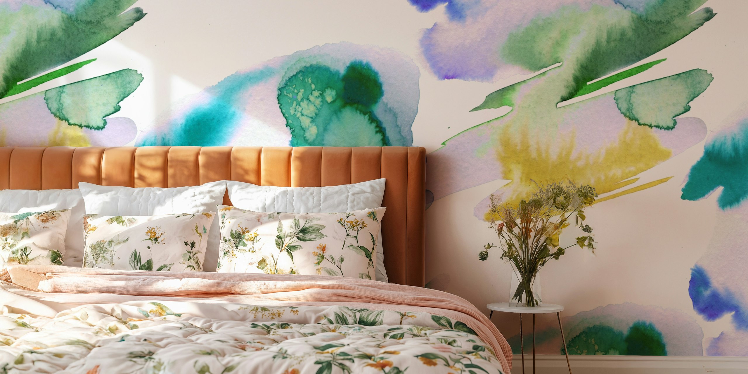 Abstract Splash Watercolor Green Aqua wallpaper
