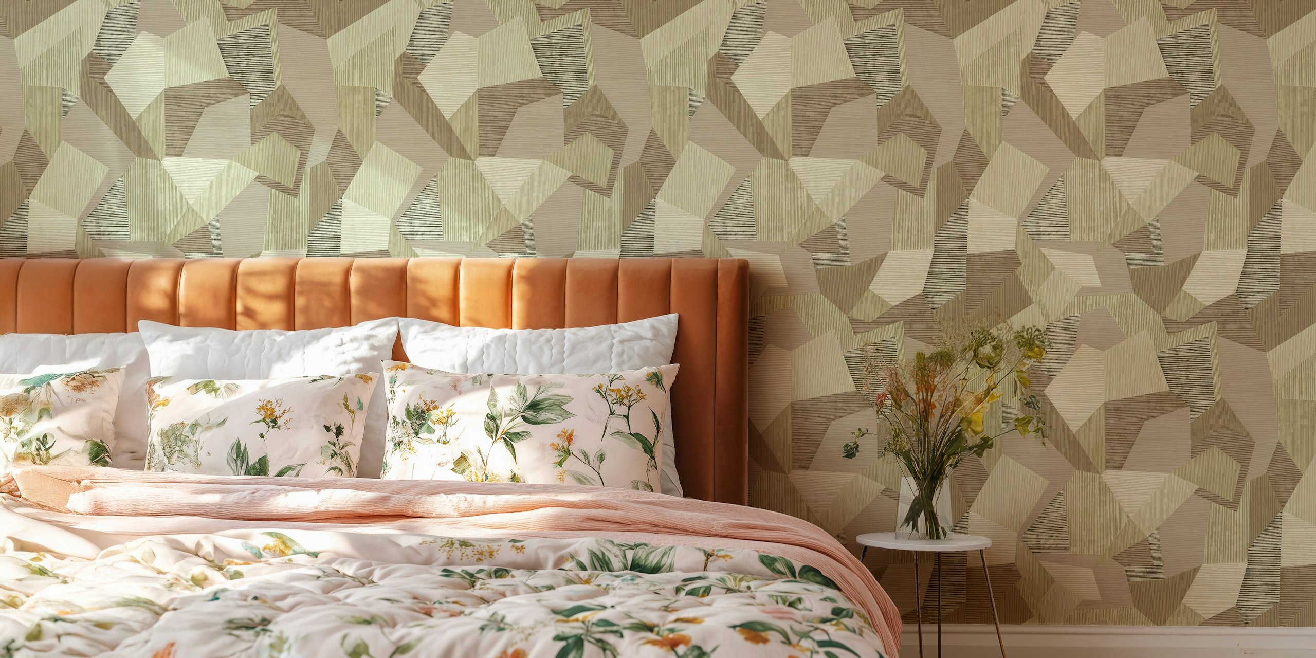 Soft Earth Geometric Textures tapet i et rom