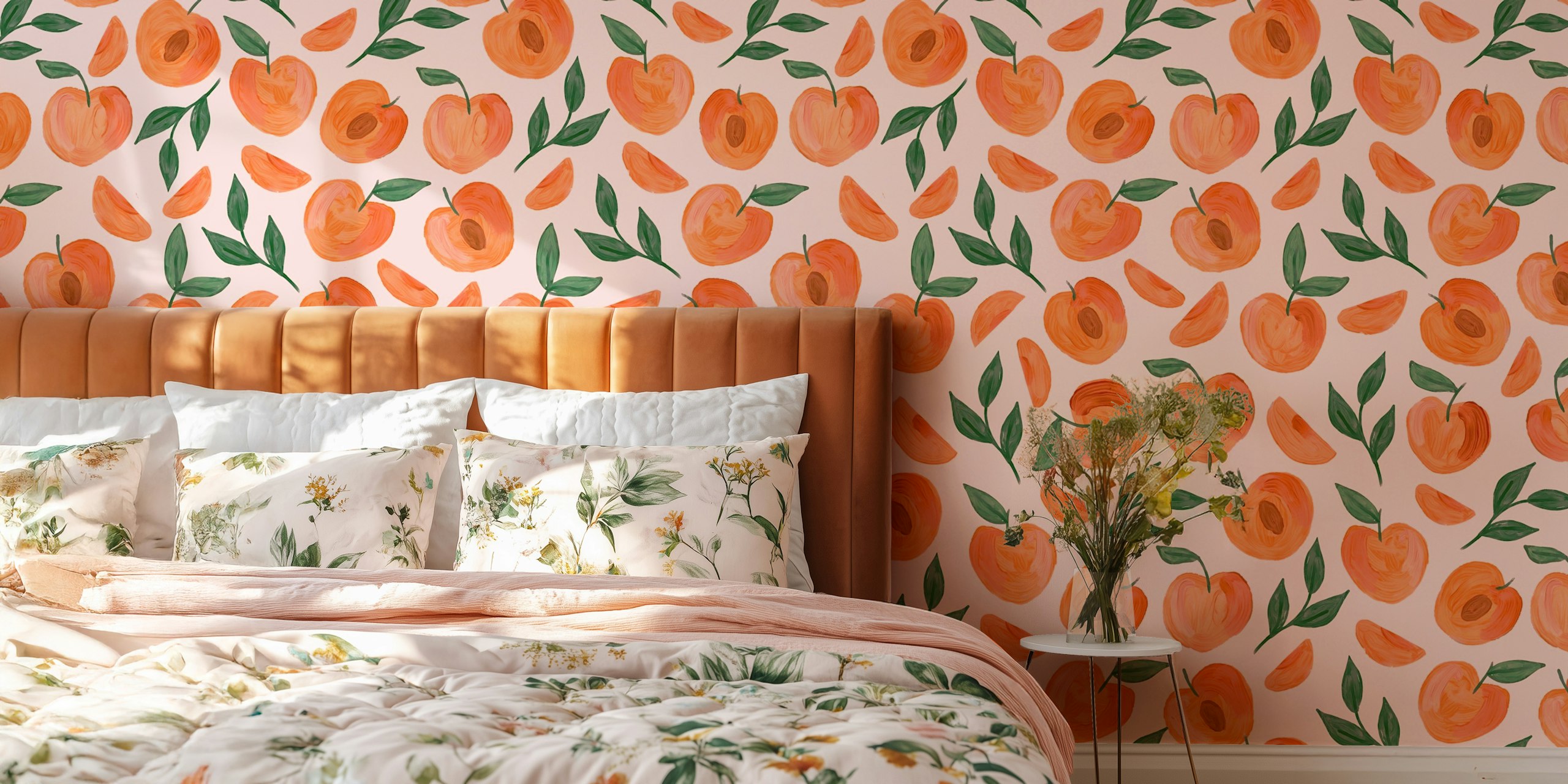 Tapeta Pink Peaches Theme w pokoju