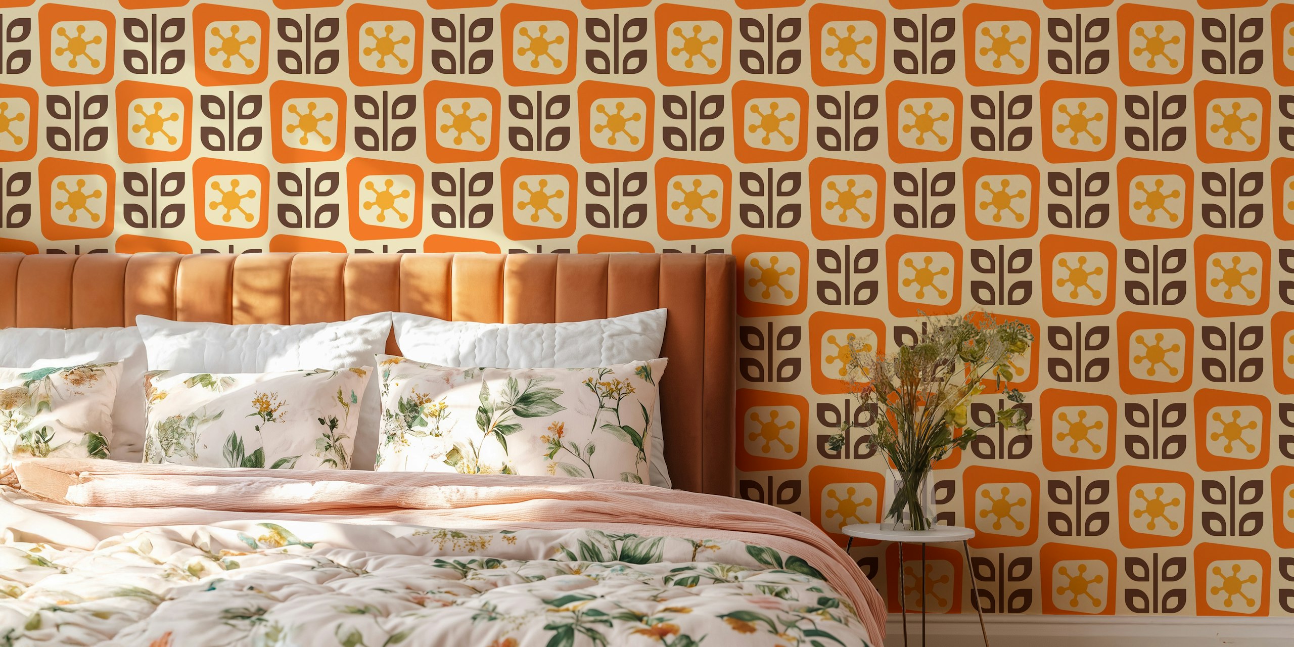 Organic Vintage Blocks wallpaper in a room
