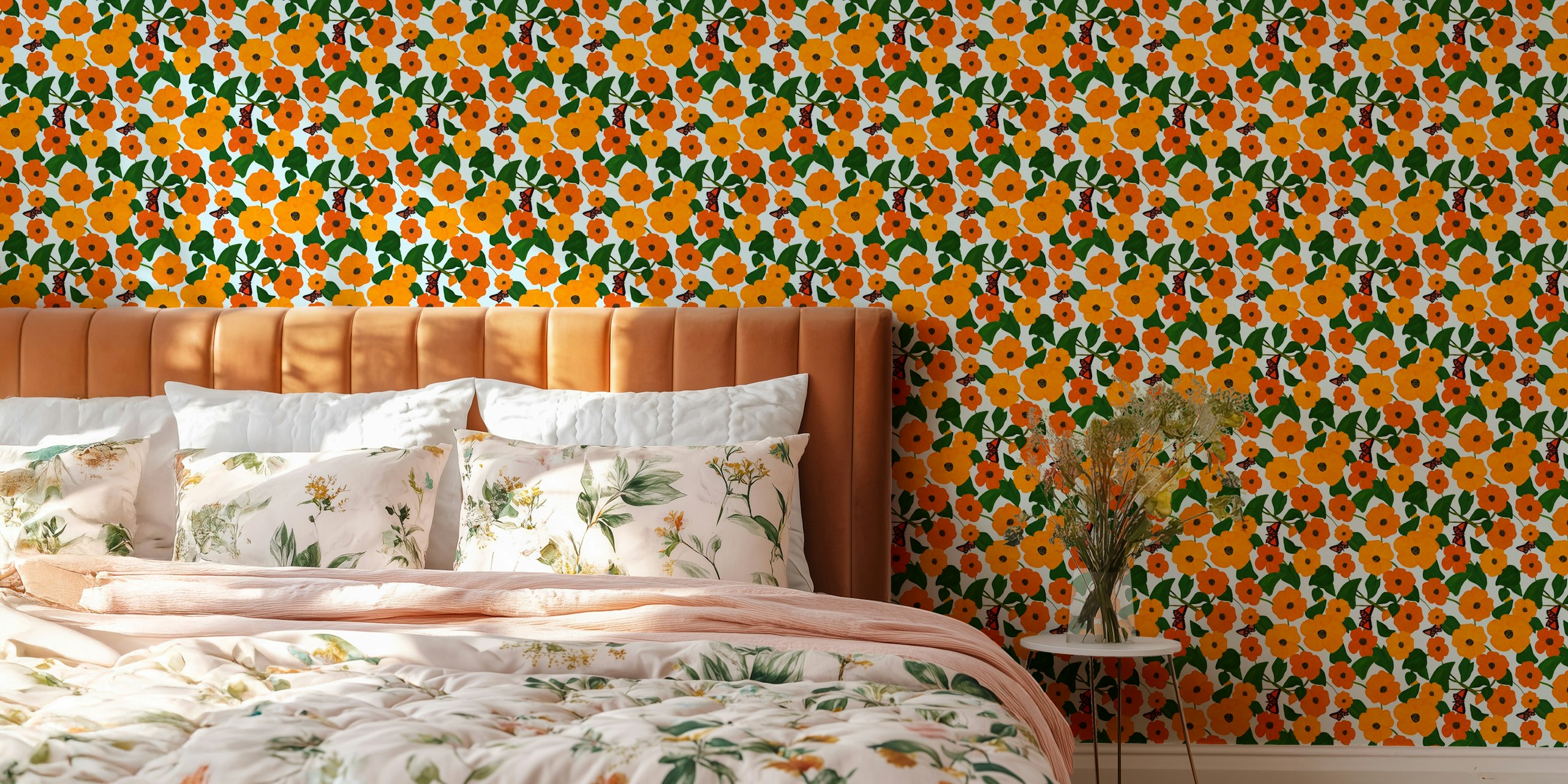 Phoebes Floral Garden wallpaper in a room