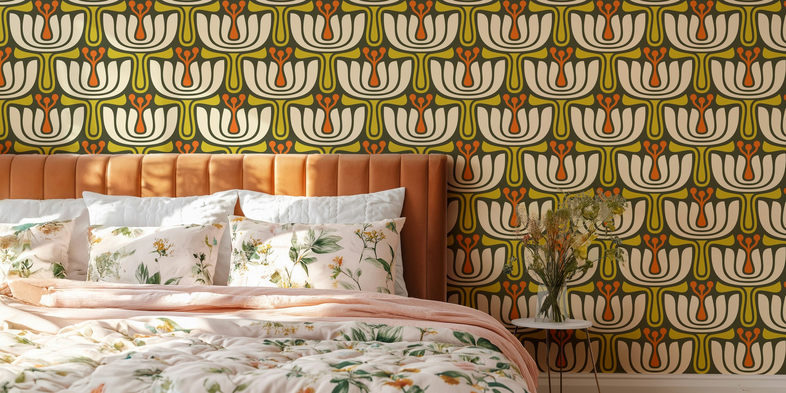 Vintage Petal Charm wallpaper in a room setting