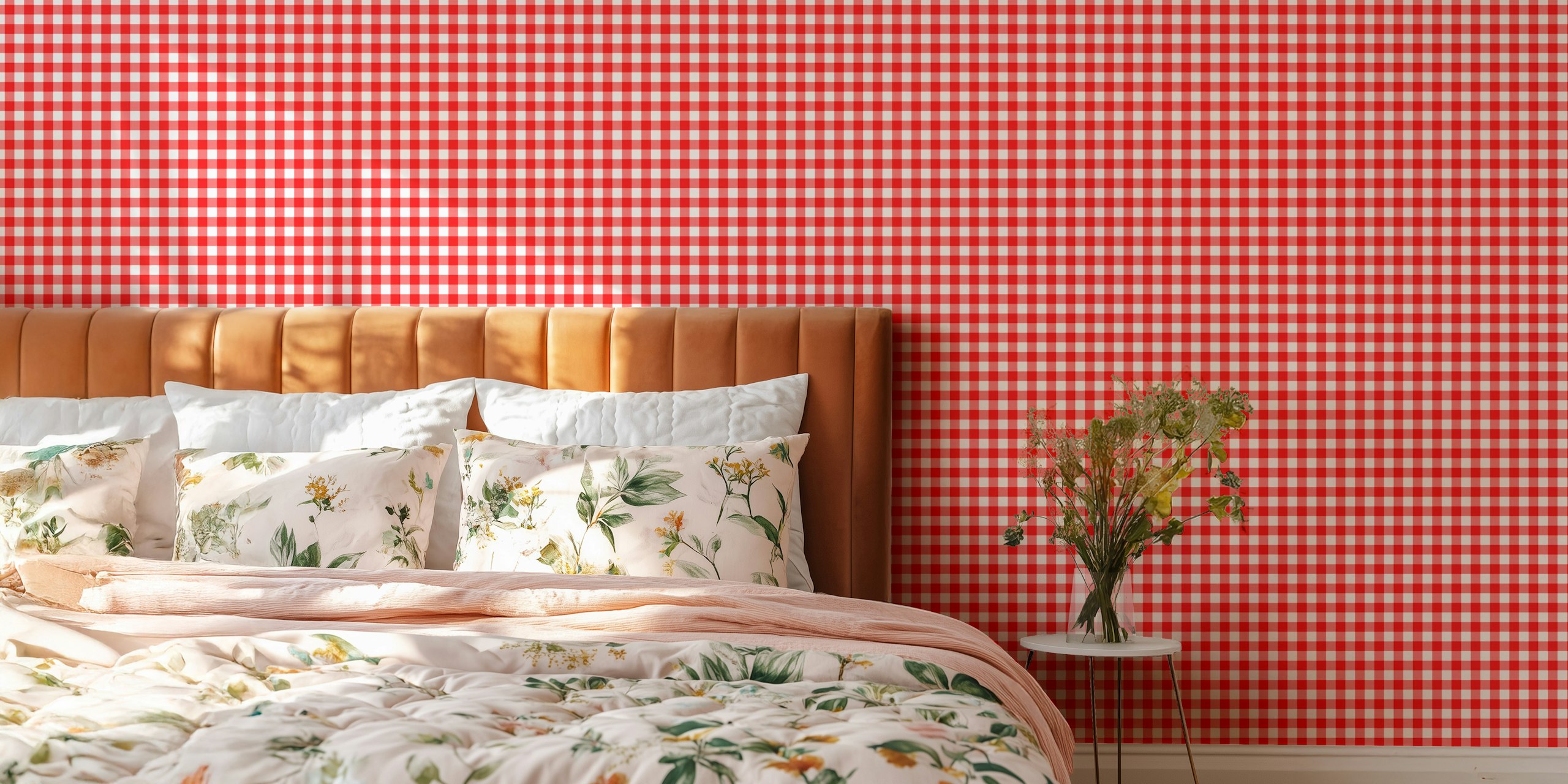 Classic gingham red wallpaper pattern