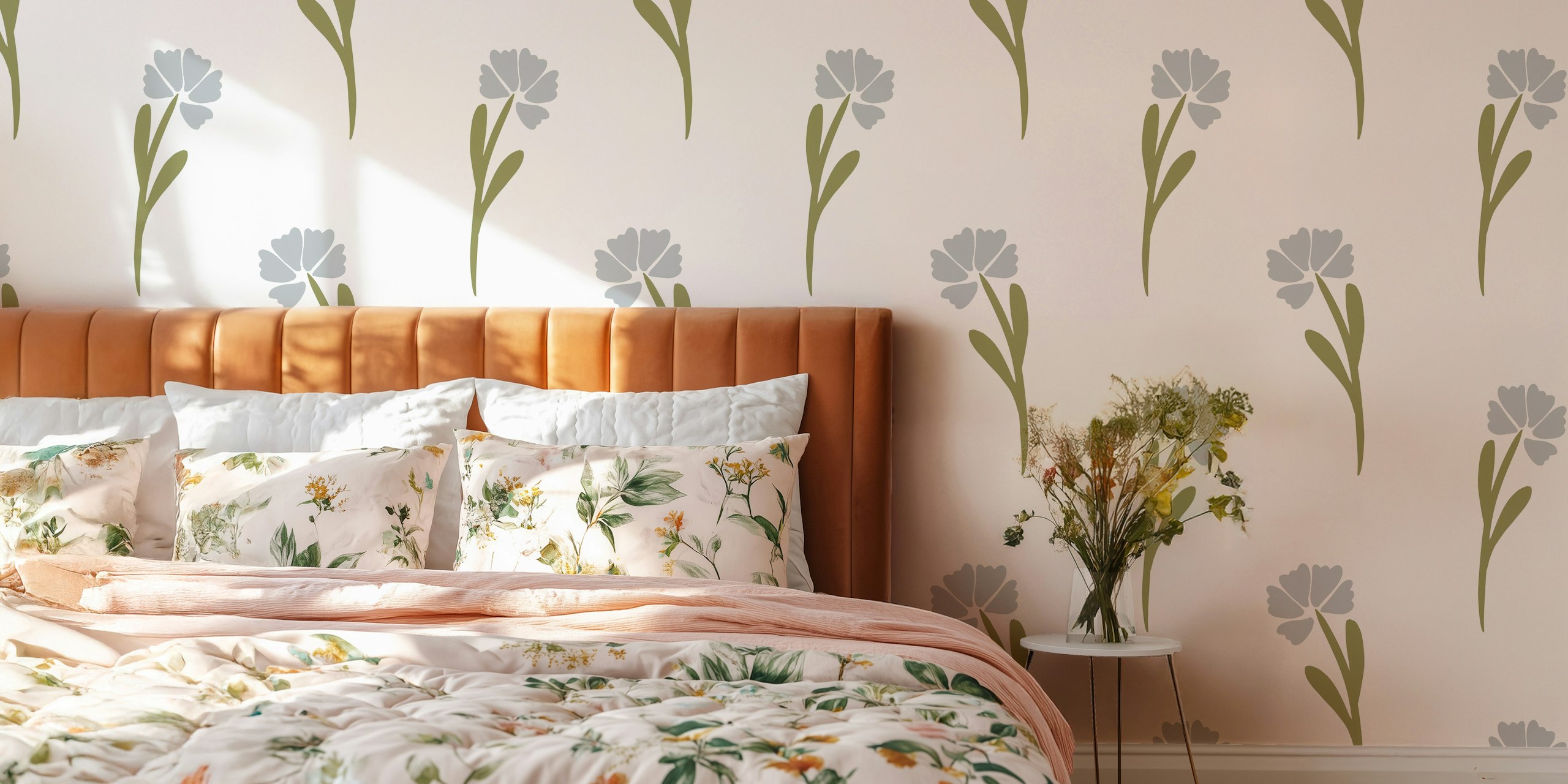 Victorian Floral wallpaper in a room setting