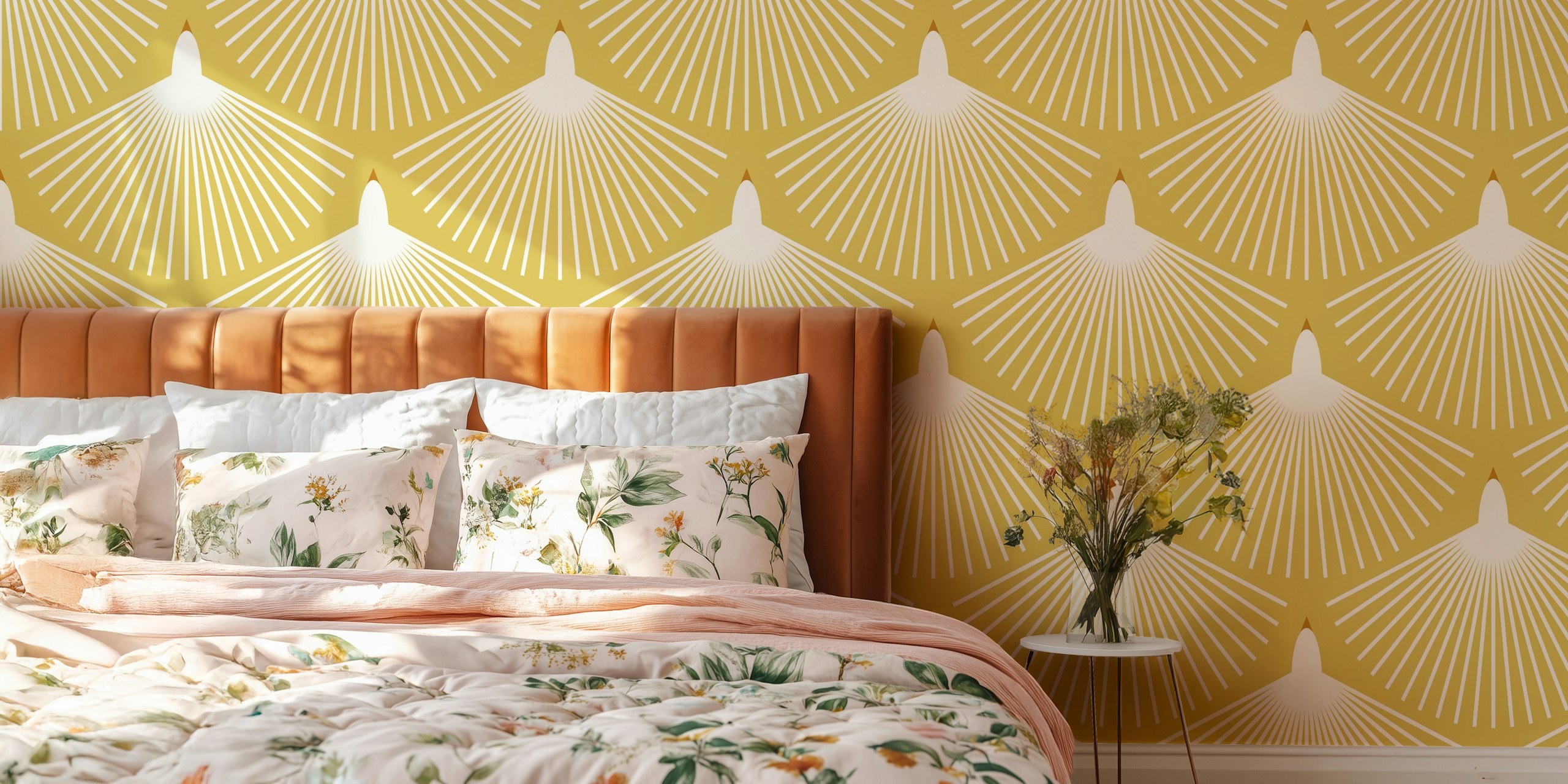 Papel de parede moderno abstrato de pássaro em um quarto