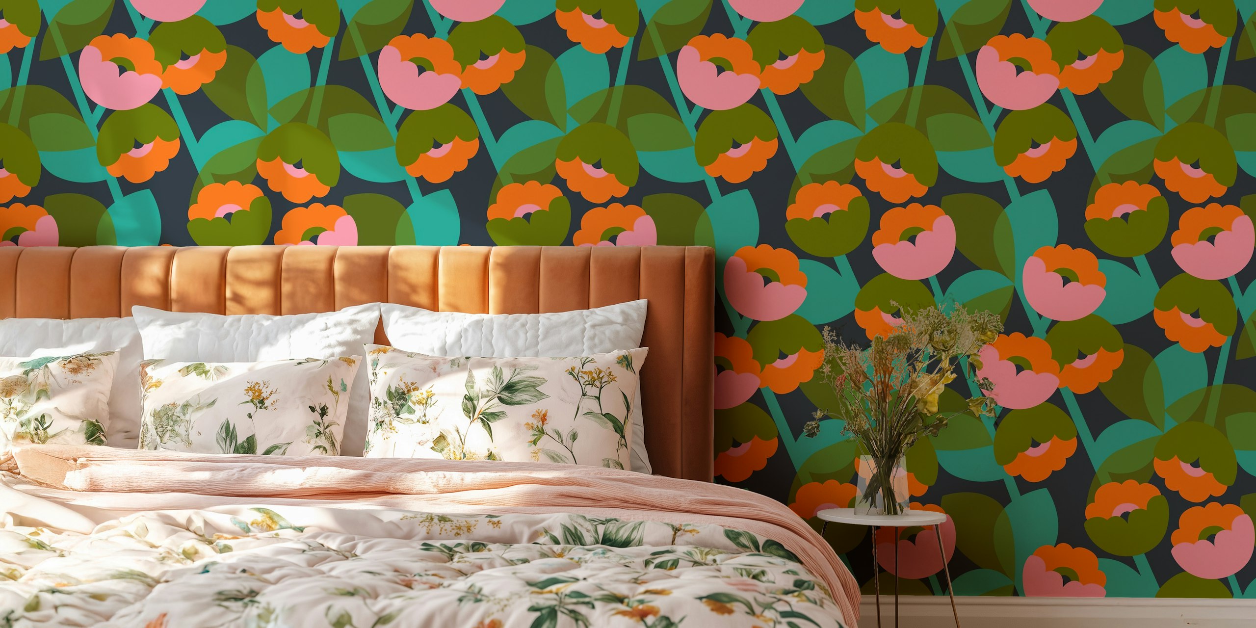Etta Floral Navy tapet i et rom