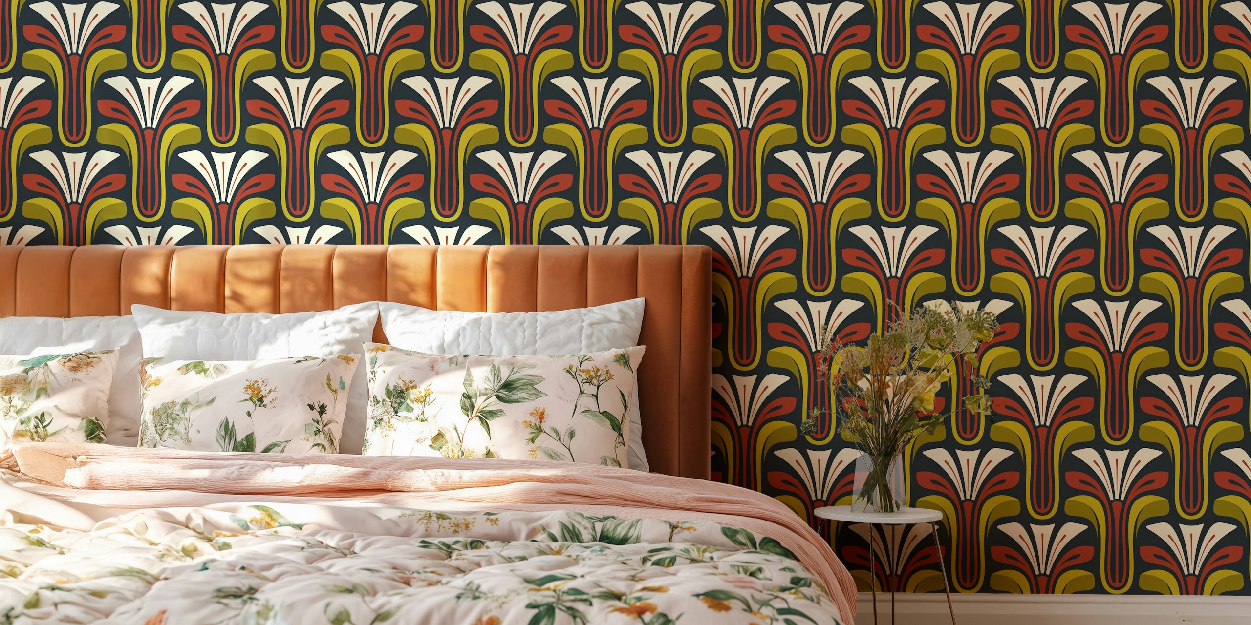 Stylish Vintage Bloom in Red Green - S in een kamersetting
