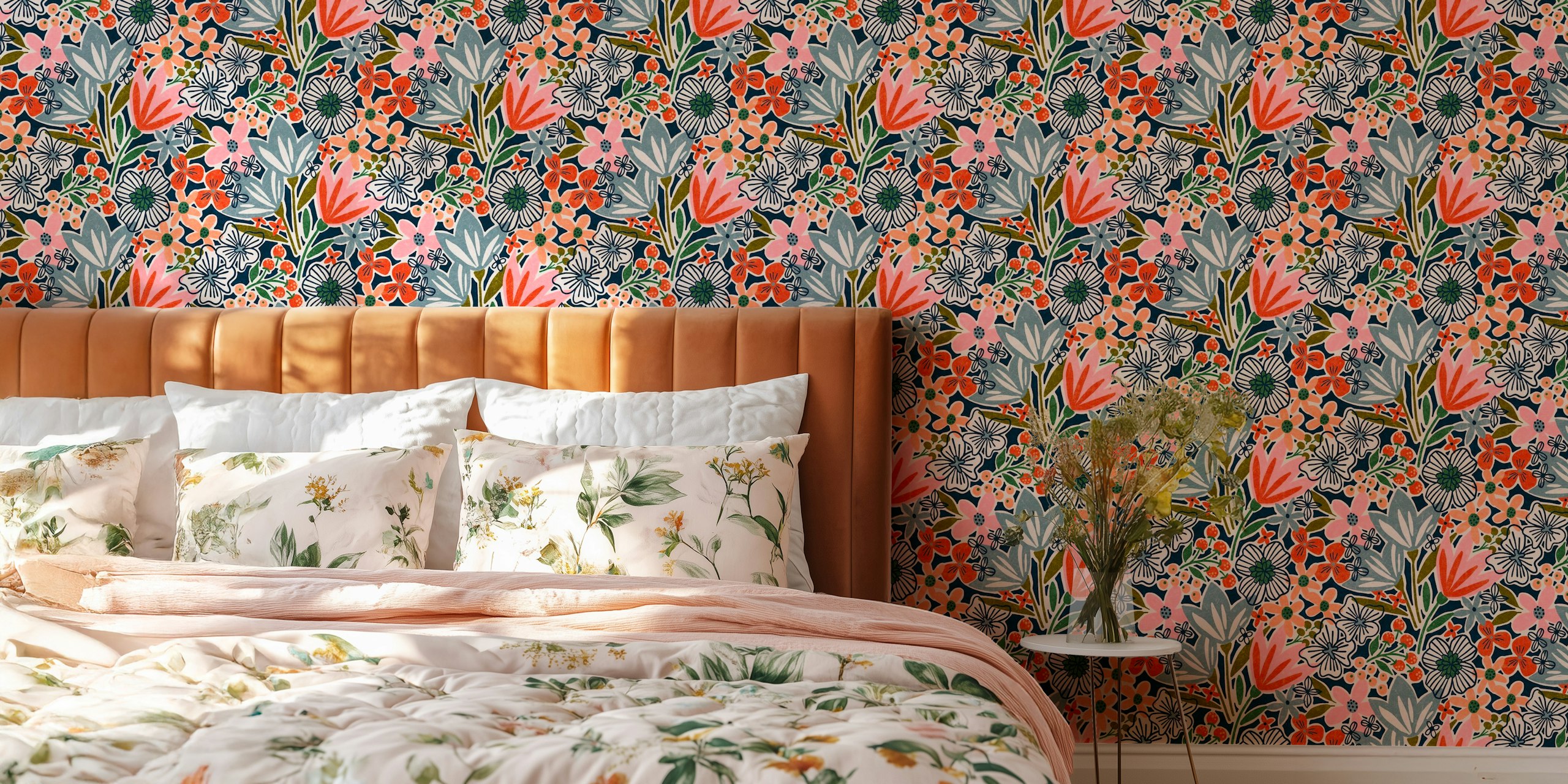 Φλοράλ ταπετσαρία Jocelin σε ένα δωμάτιο