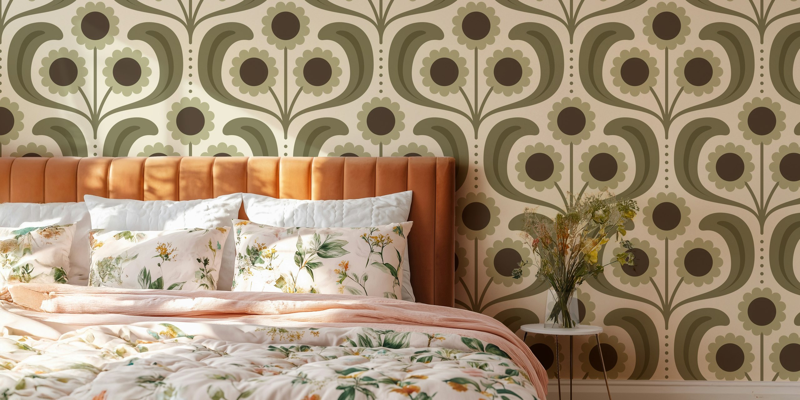 Groovy Daisy in Gray wallpaper in a room