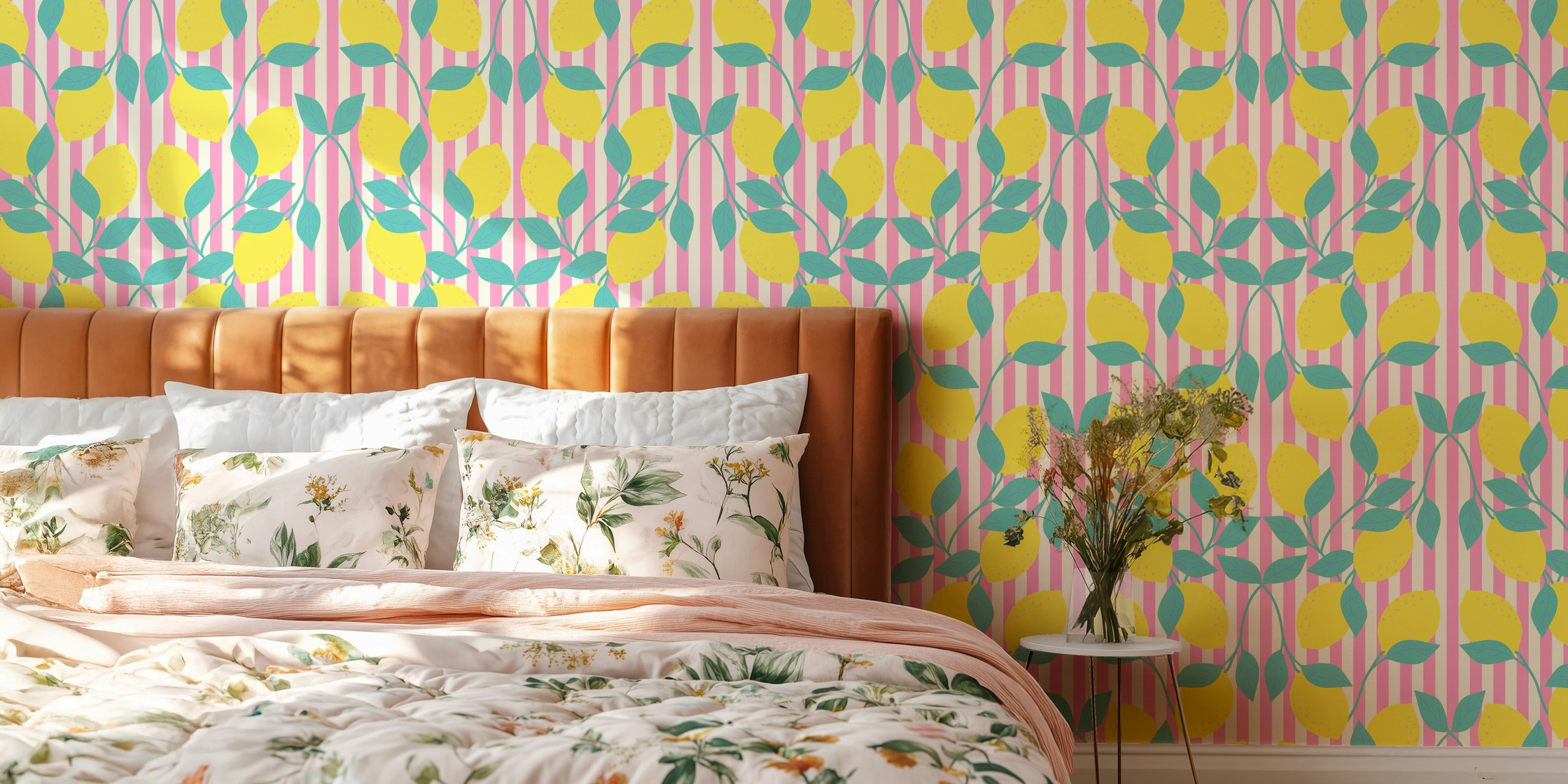 Bold lemons Tapete in einem Raum