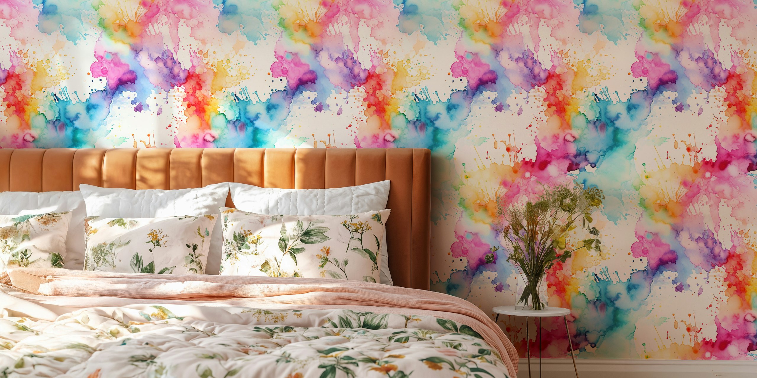 Colorful Watercolor Splash wallpaper in a room