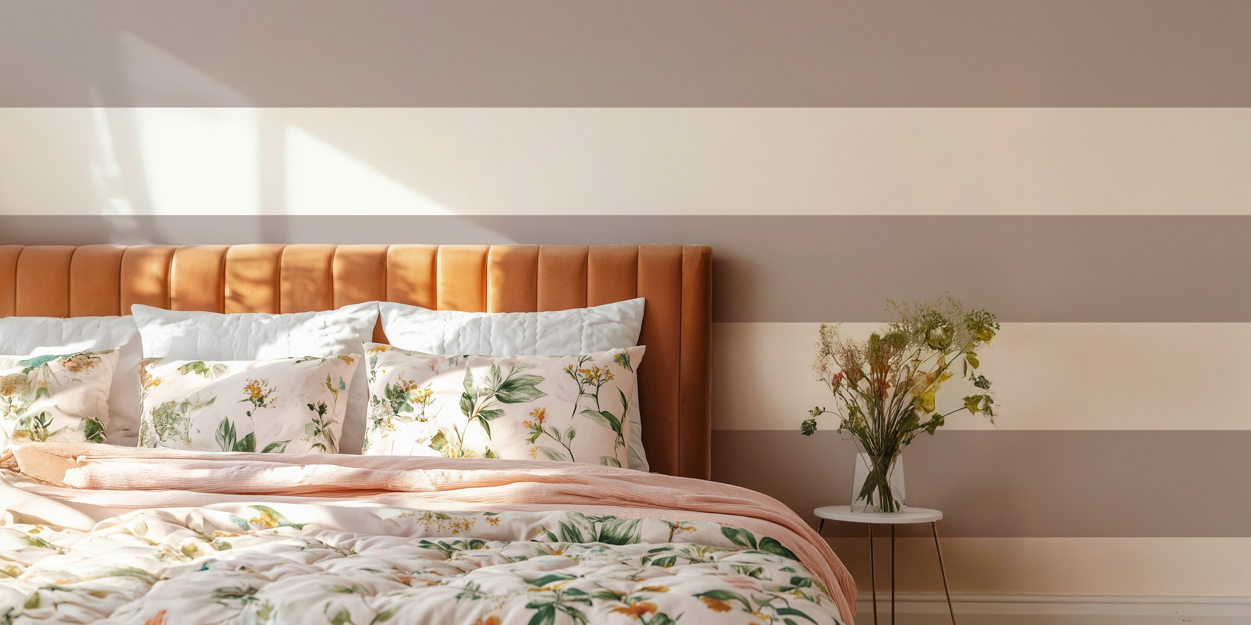 Smooth Beige Stripes Tapete in einem Raum