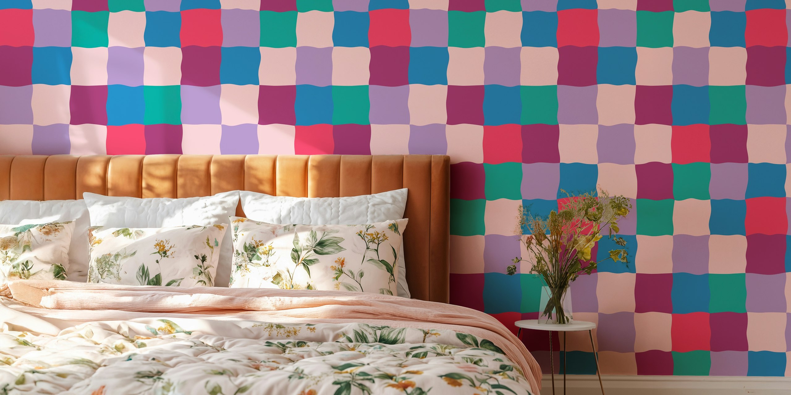 Patchwork wallpaper in colorful patterns