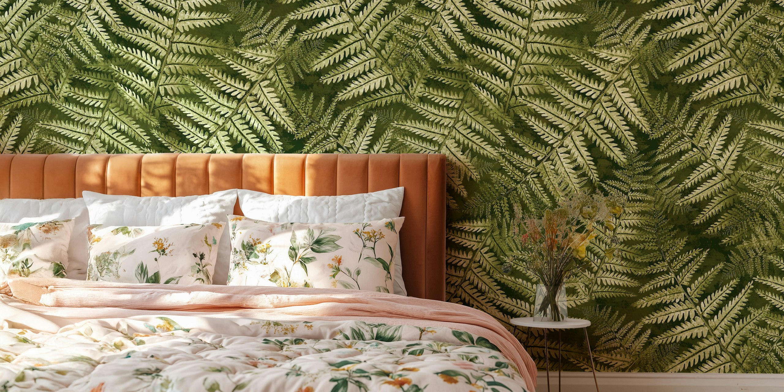 Fern leaves wallpaper in a room